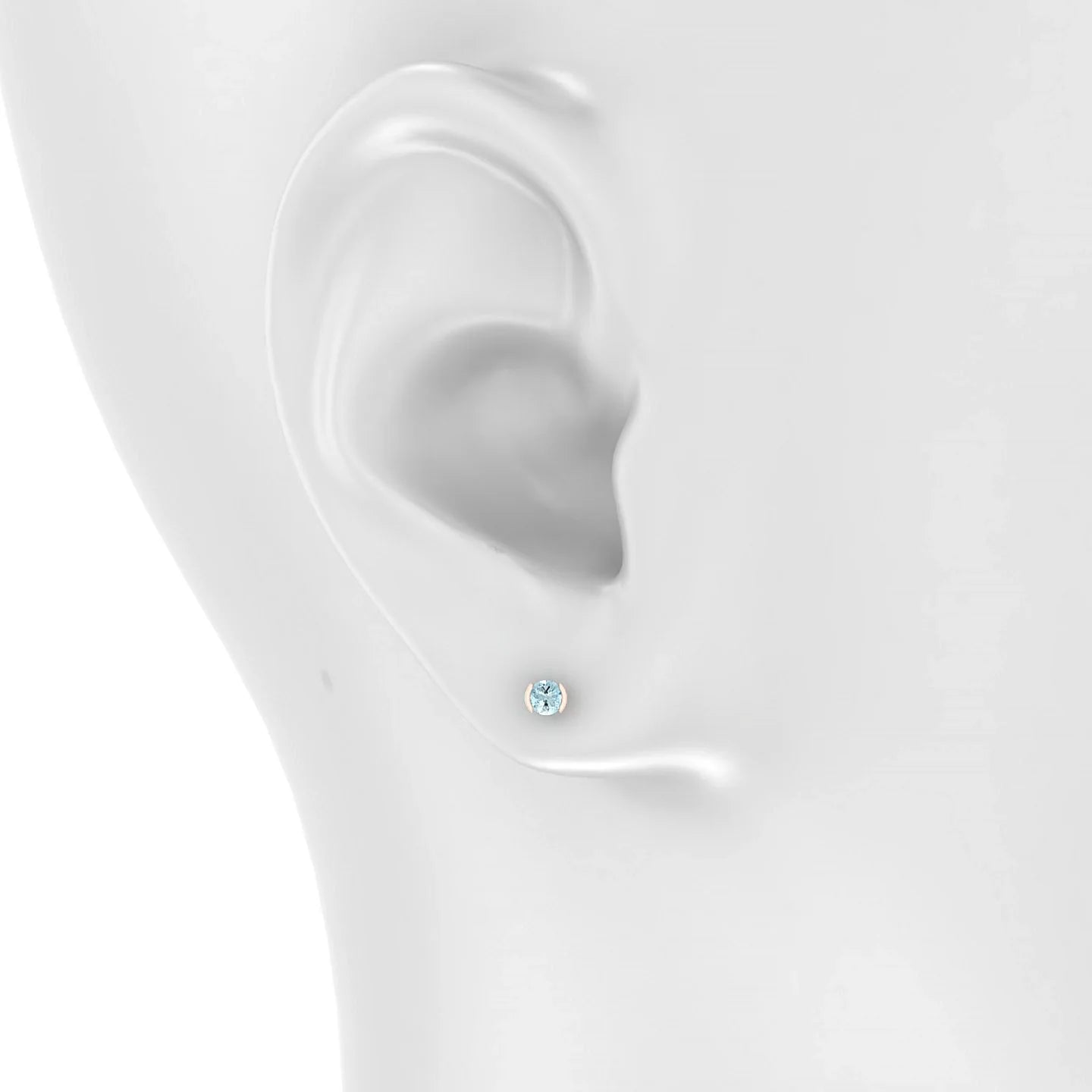 Suspense | 18k Rose Gold 3 mm Round Aquamarine Earrings