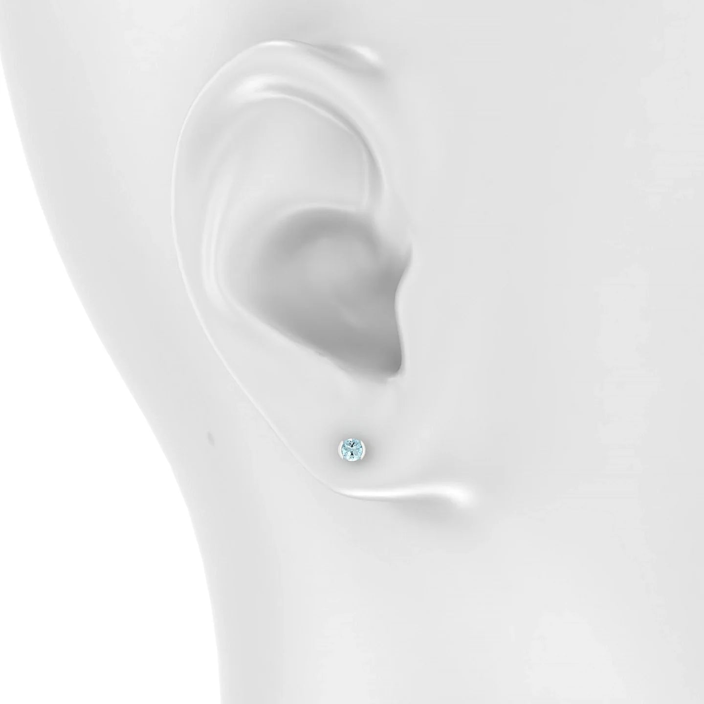 Suspense | 18k White Gold 3 mm Round Aquamarine Earrings