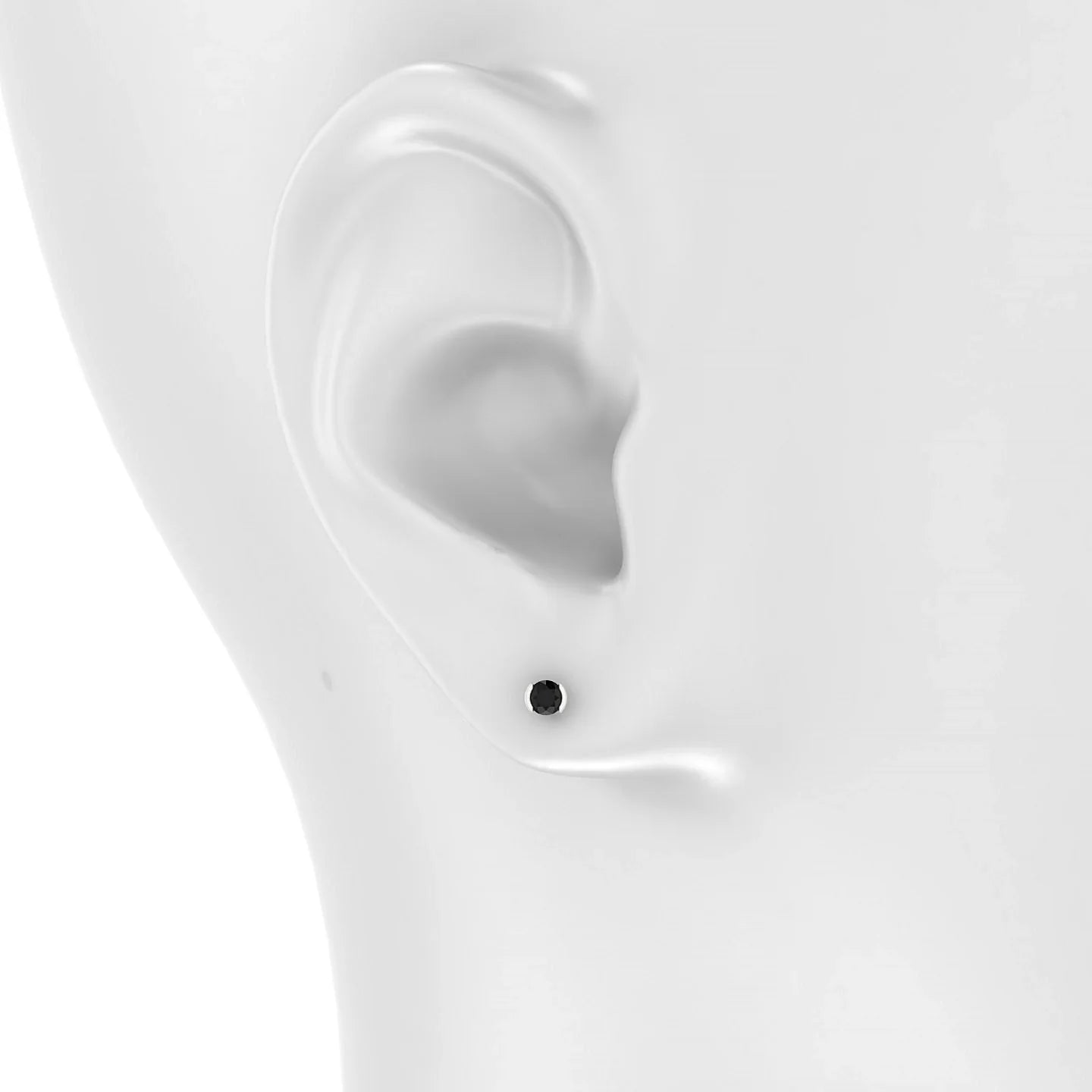 Suspense | 18k White Gold 3 mm Round Black Diamond Earrings
