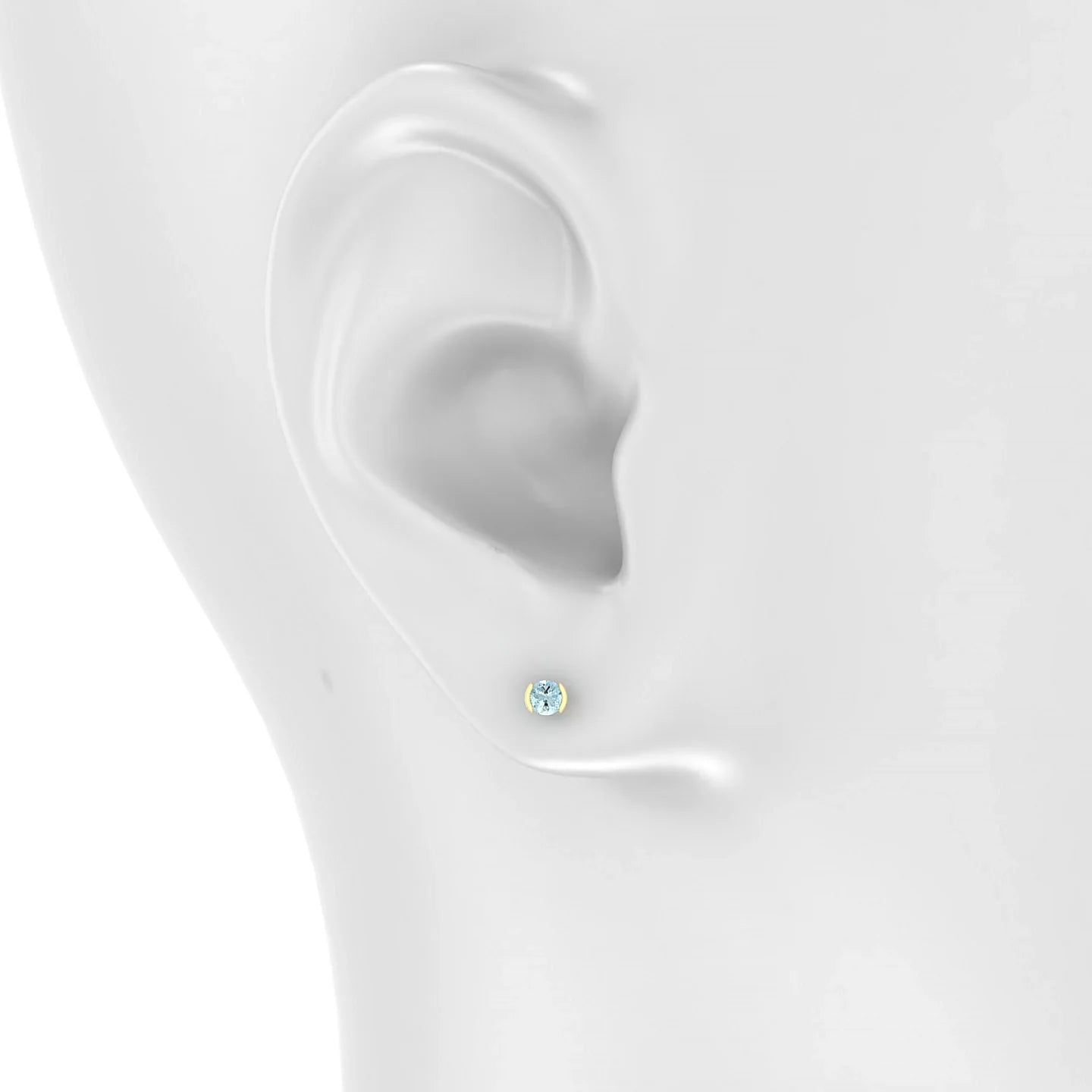 Suspense | 18k Yellow Gold 3 mm Round Aquamarine Earrings