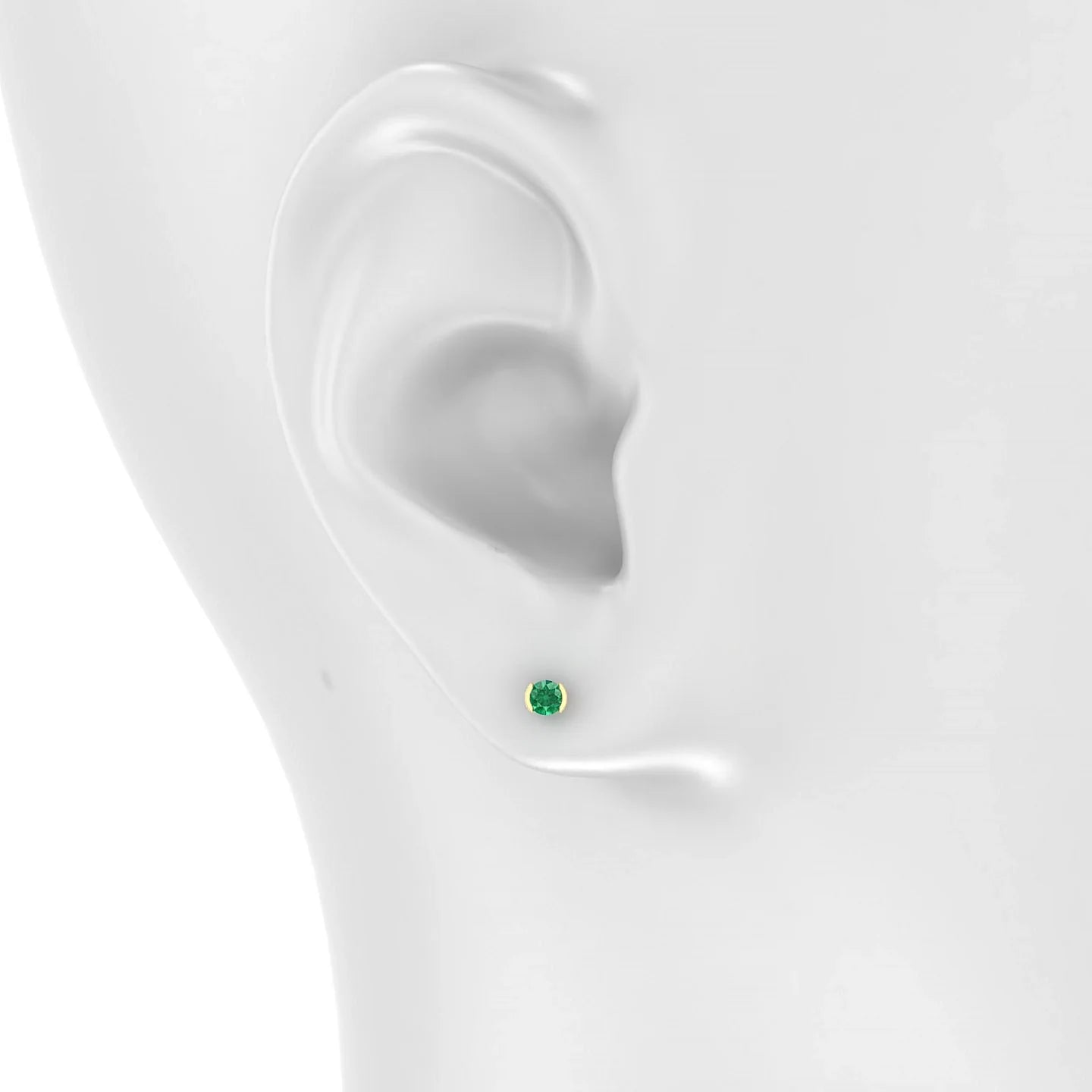 Suspense | 18k Yellow Gold 3 mm Round Emerald Earrings