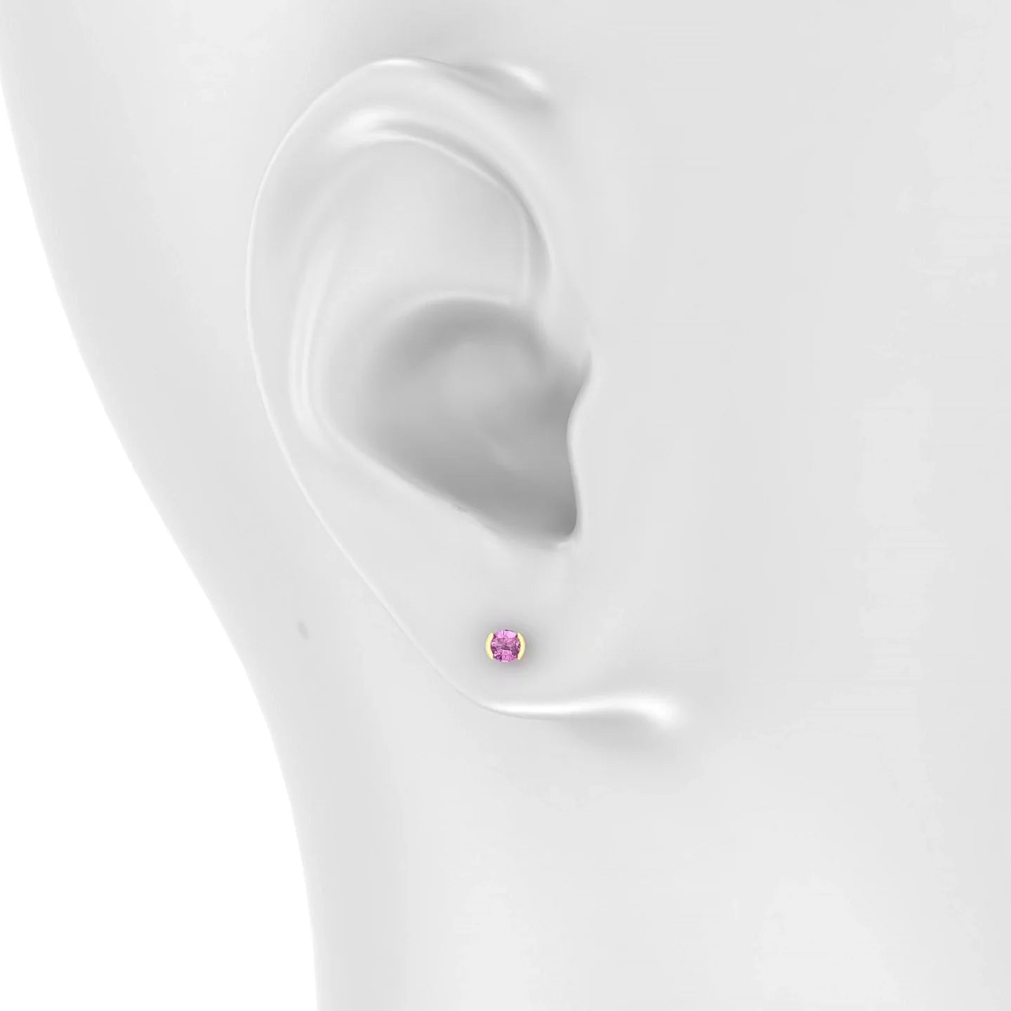 Suspense | 18k Yellow Gold 3 mm Round Pink Sapphire Earrings