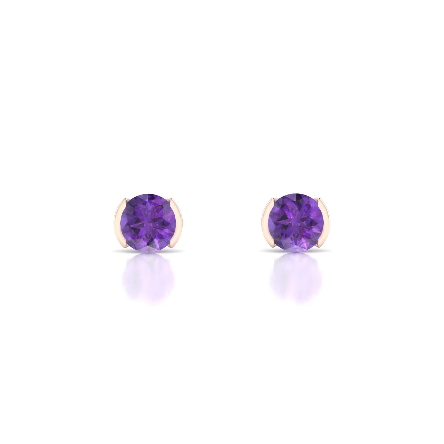 Suspense | 18k Rose Gold 4.5 mm Round Amethyst Earrings