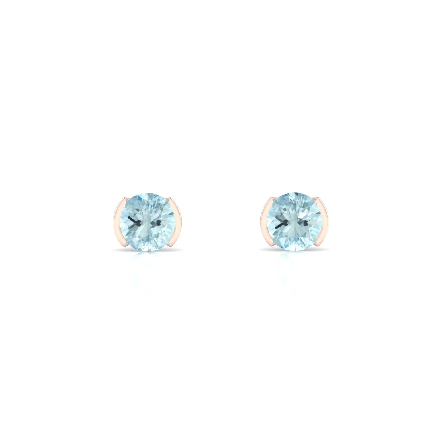 Suspense | 18k Rose Gold 4.5 mm Round Aquamarine Earrings