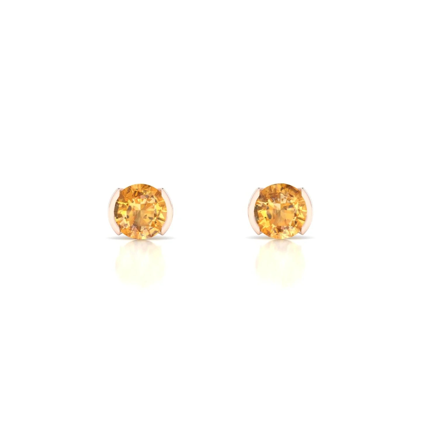 Suspense | 18k Rose Gold 4.5 mm Round Citrine Earrings