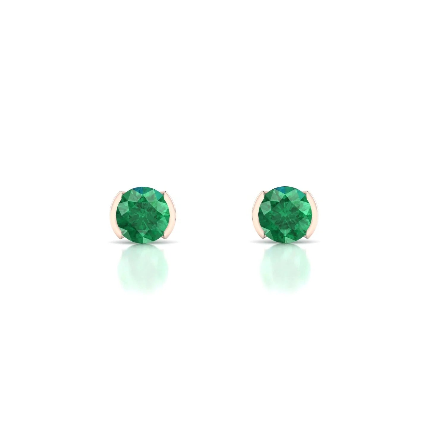 Suspense | 18k Rose Gold 4.5 mm Round Emerald Earrings