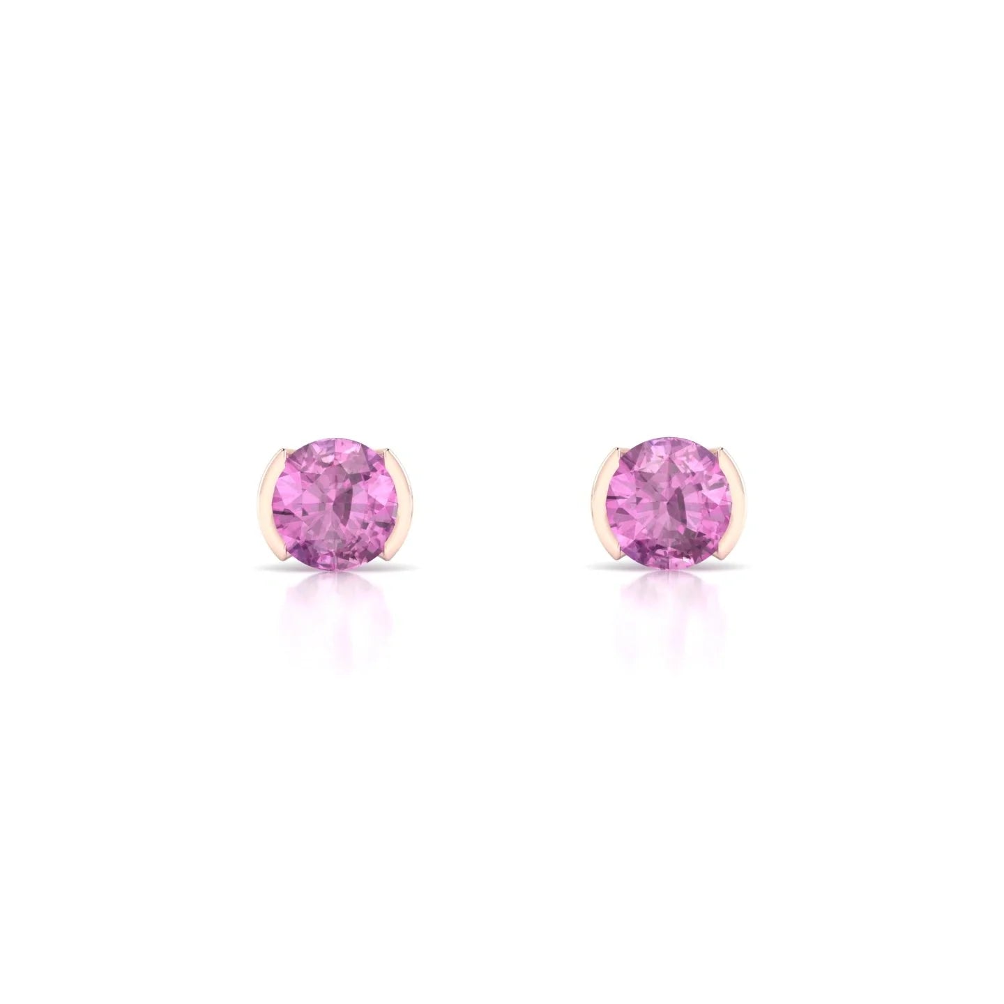 Suspense | 18k Rose Gold 4.5 mm Round Pink Sapphire Earrings