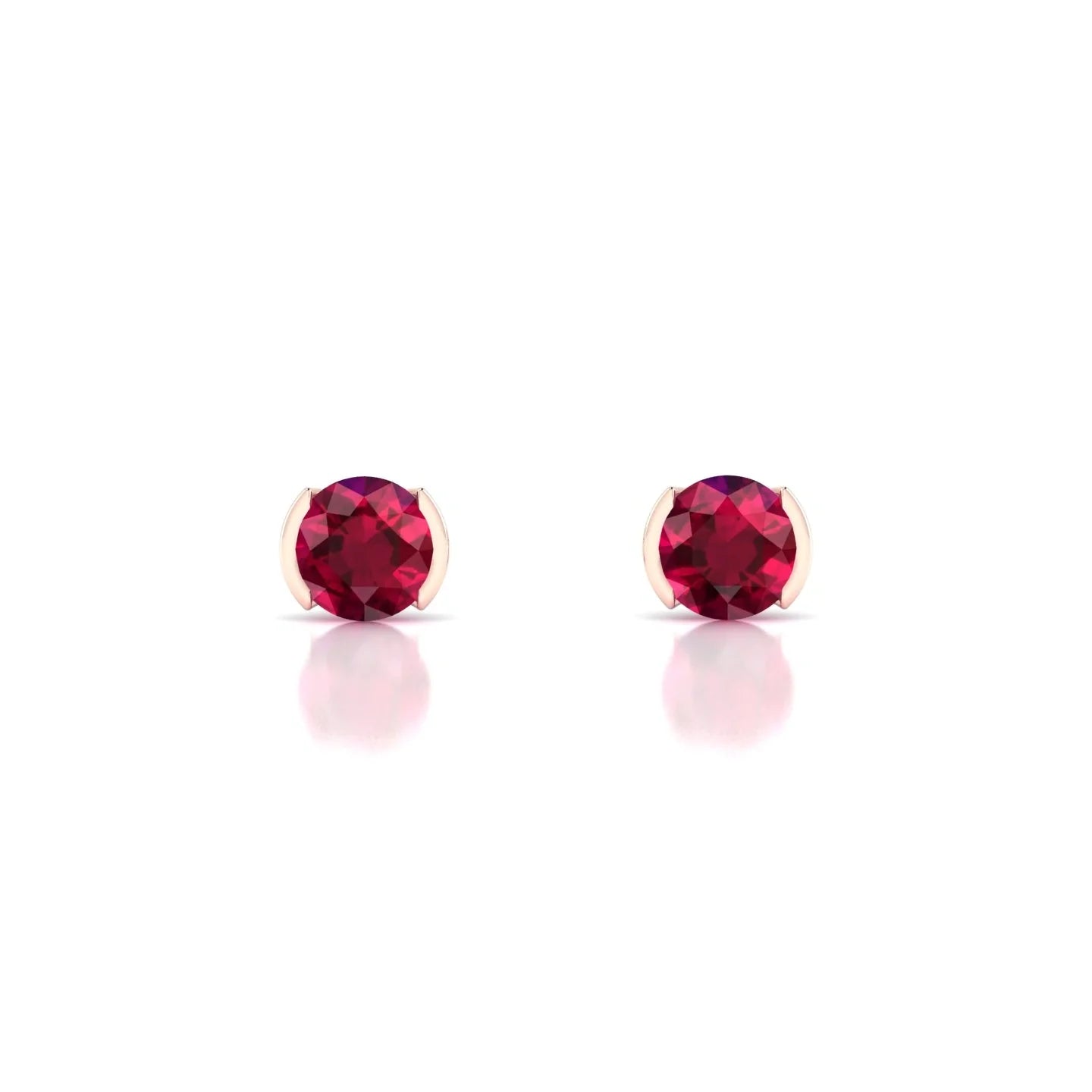 Suspense | 18k Rose Gold 4.5 mm Round Ruby Earrings