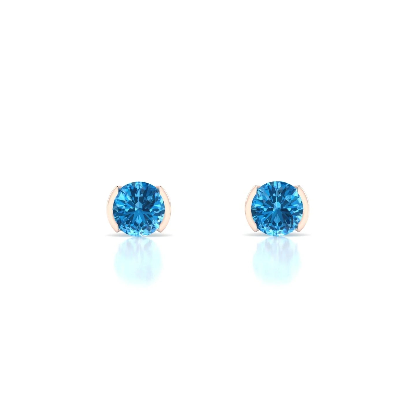 Suspense | 18k Rose Gold 4.5 mm Round Topaz Earrings