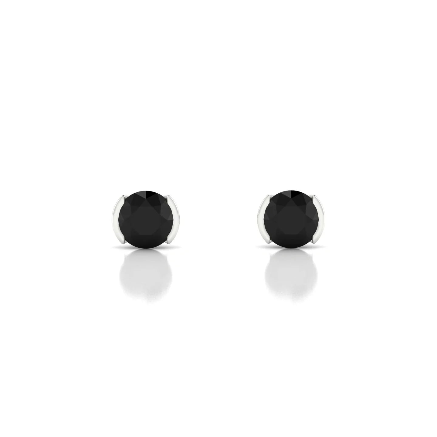 Suspense | 18k White Gold 4.5 mm Round Black Diamond Earrings