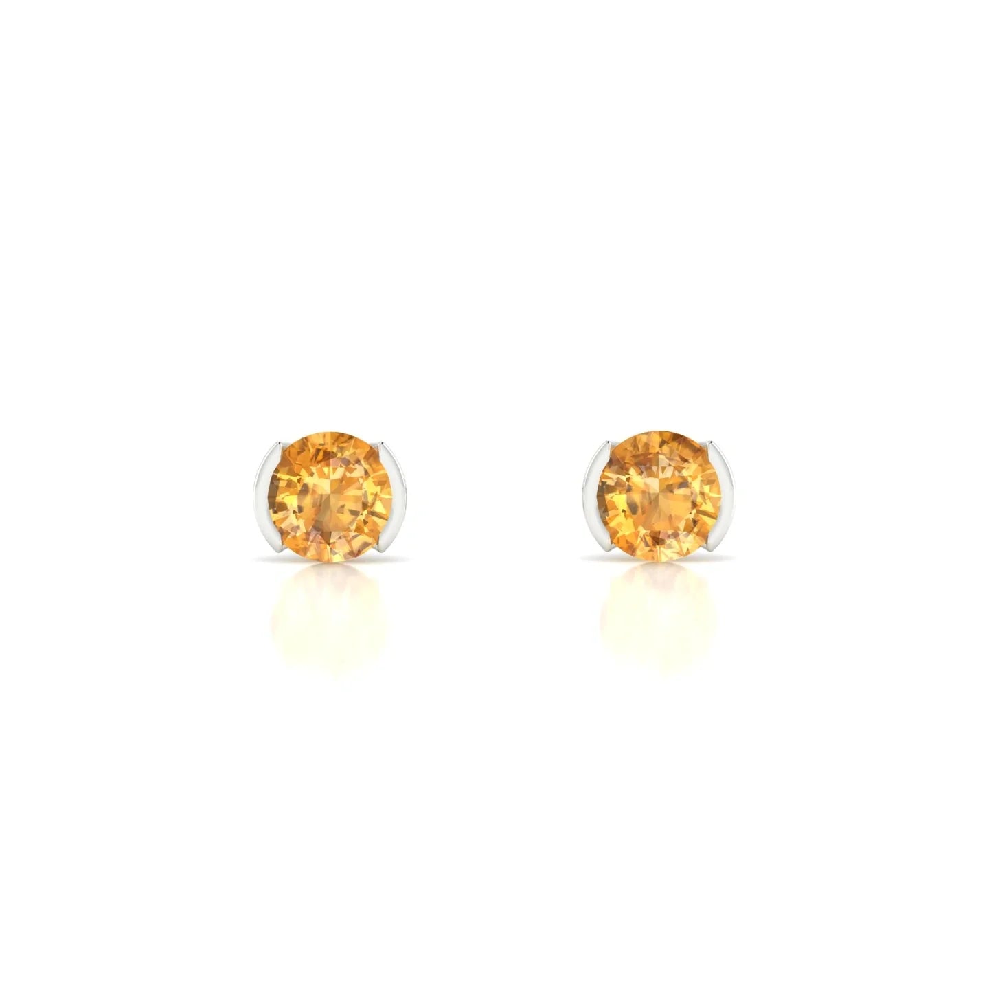 Suspense | 18k White Gold 4.5 mm Round Citrine Earrings