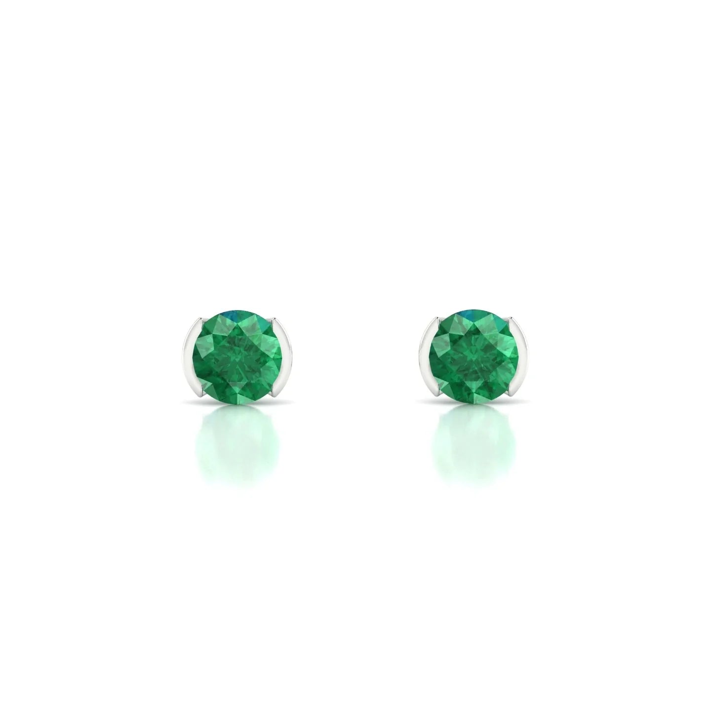Suspense | 18k White Gold 4.5 mm Round Emerald Earrings