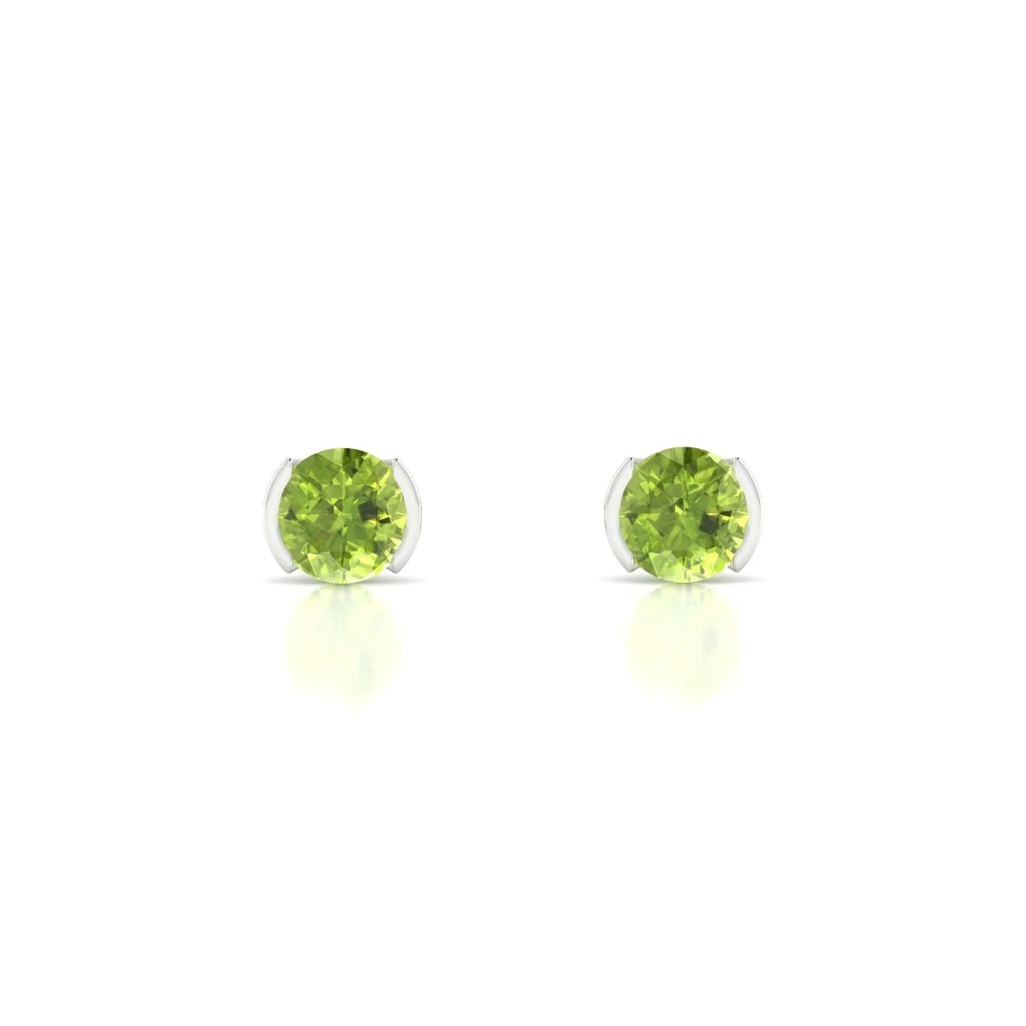 Suspense | 18k White Gold 4.5 mm Round Peridot Earrings
