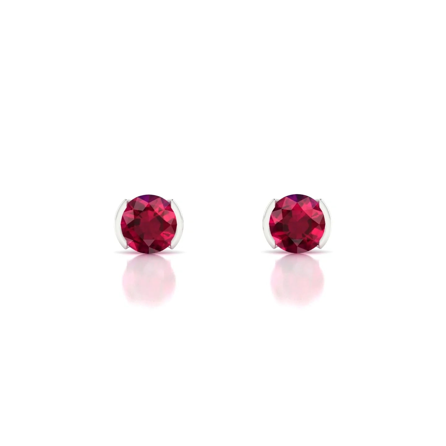 Suspense | 18k White Gold 4.5 mm Round Ruby Earrings