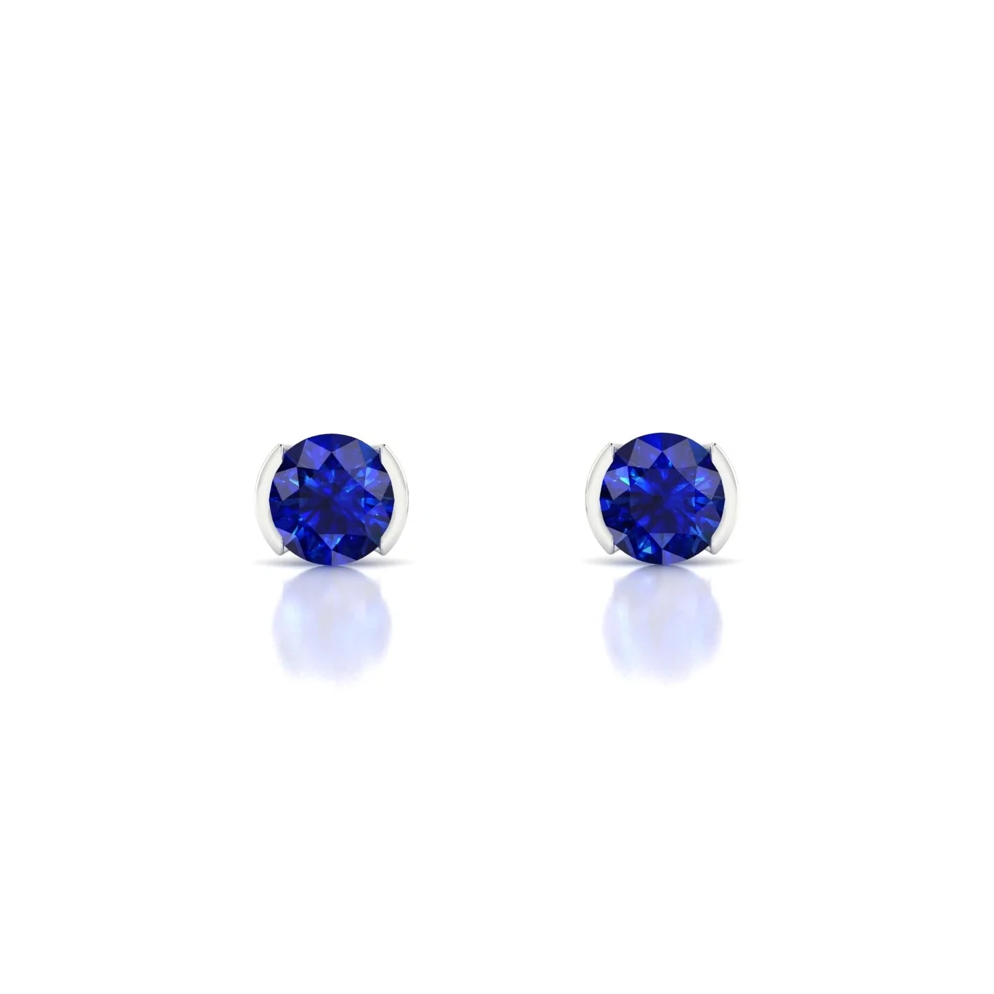 Suspense | 18k White Gold 4.5 mm Round Sapphire Earrings