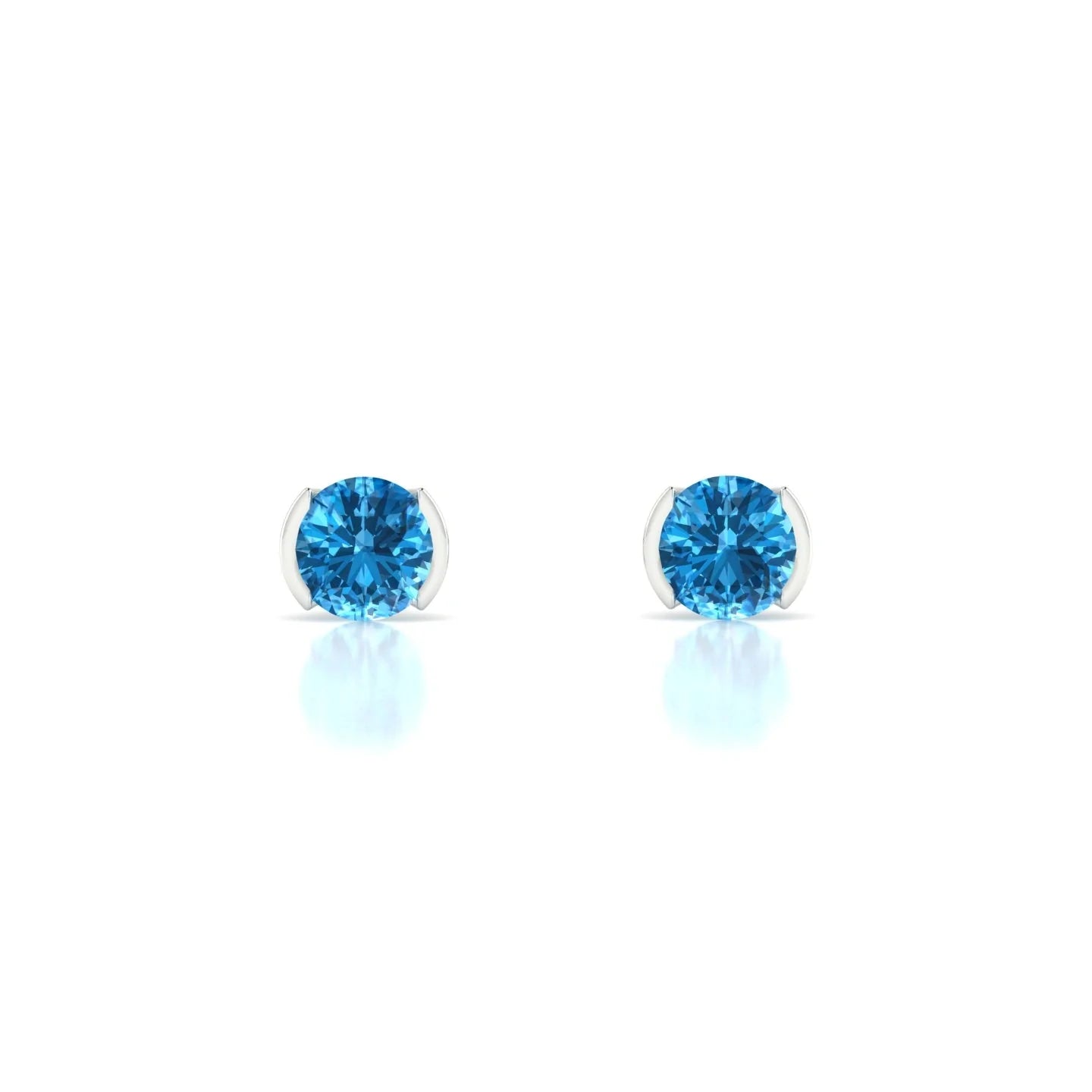 Suspense | 18k White Gold 4.5 mm Round Topaz Earrings