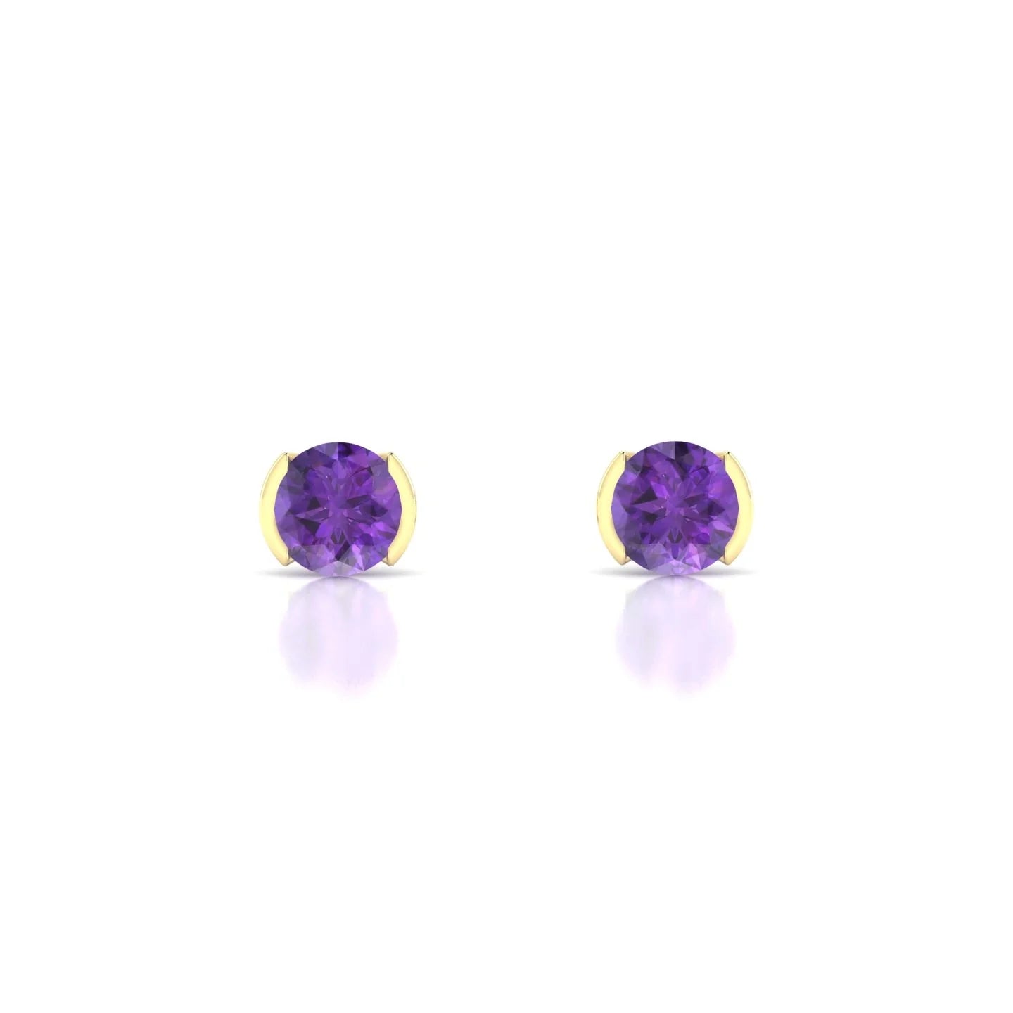 Suspense | 18k Yellow Gold 4.5 mm Round Amethyst Earrings