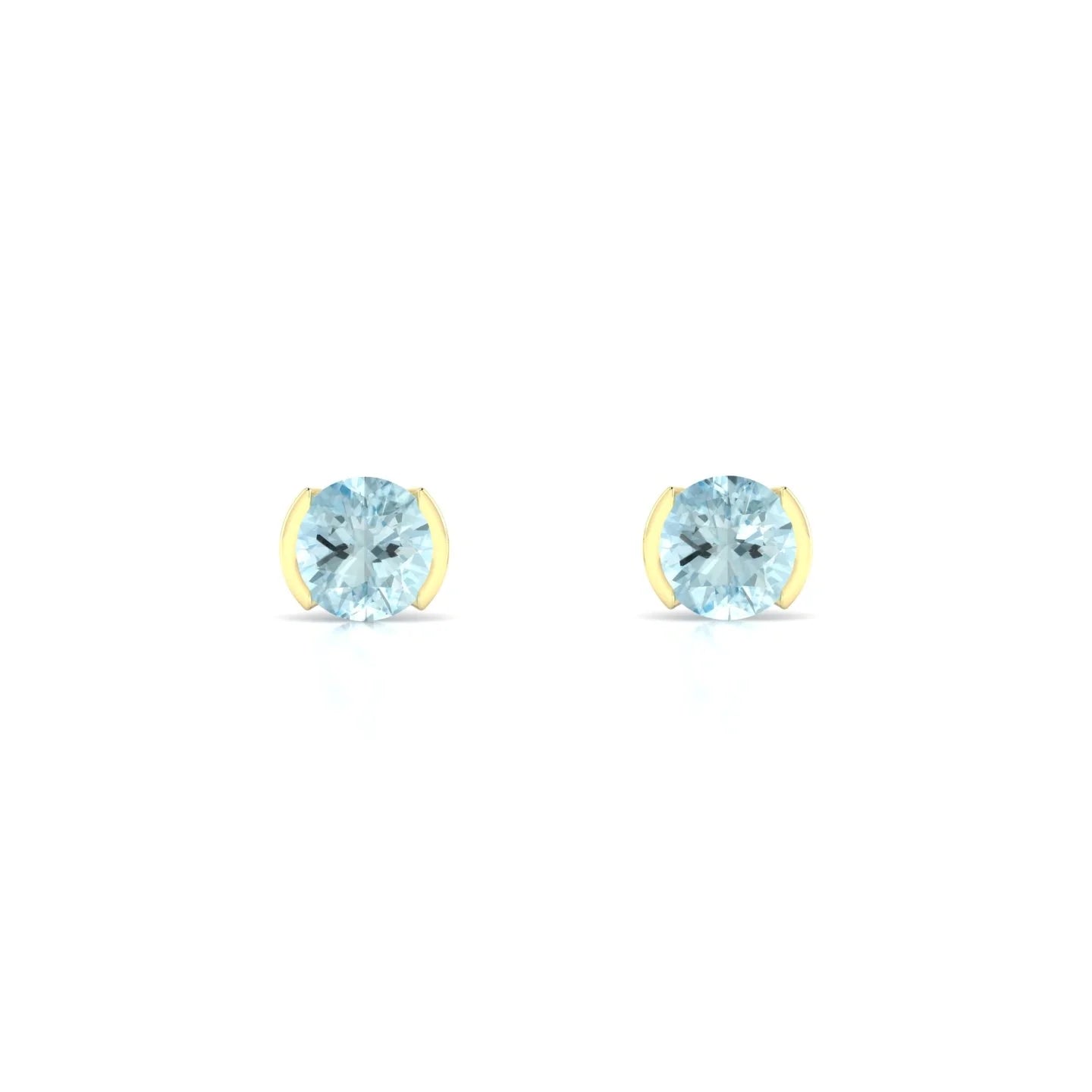 Suspense | 18k Yellow Gold 4.5 mm Round Aquamarine Earrings