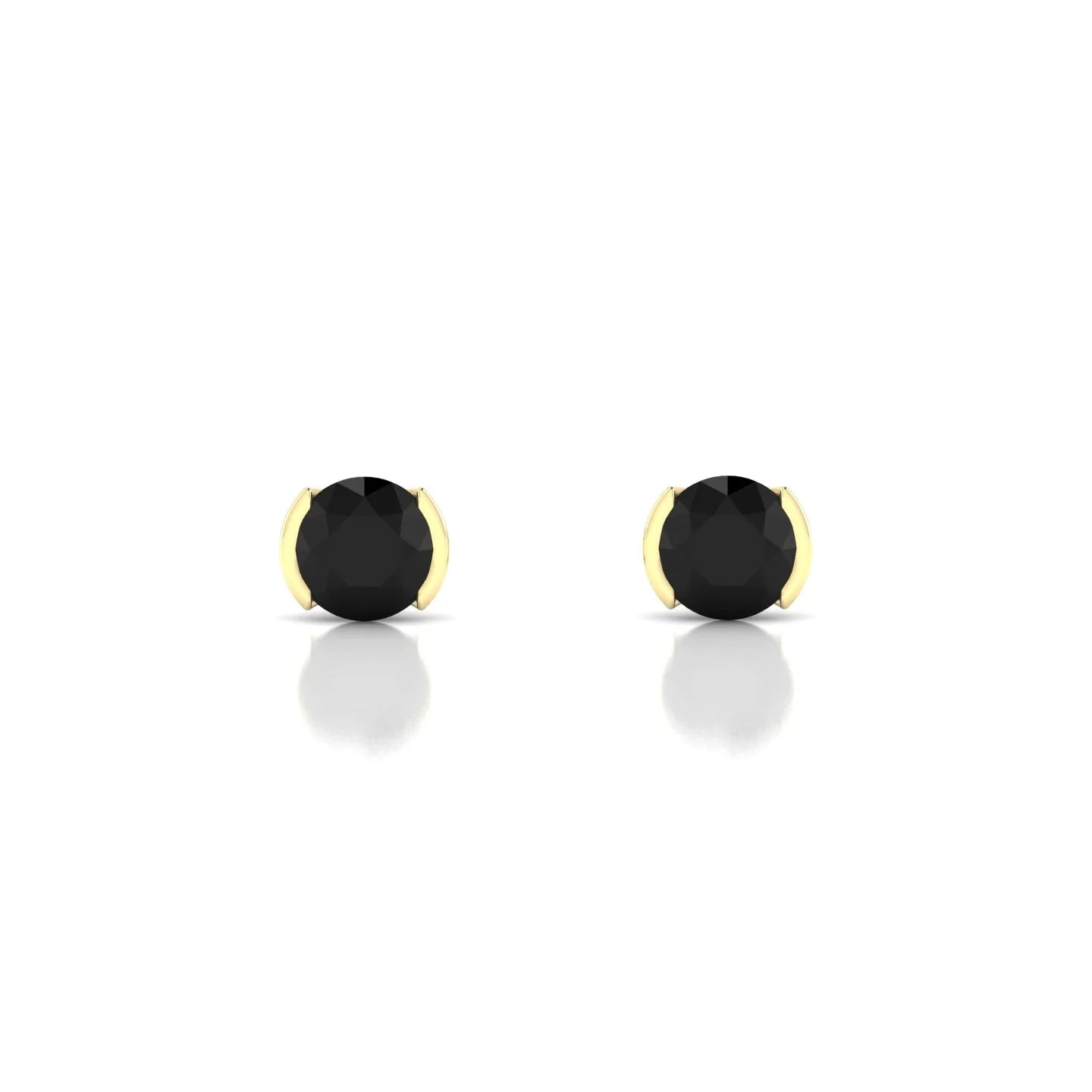 Suspense | 18k Yellow Gold 4.5 mm Round Black Diamond Earrings