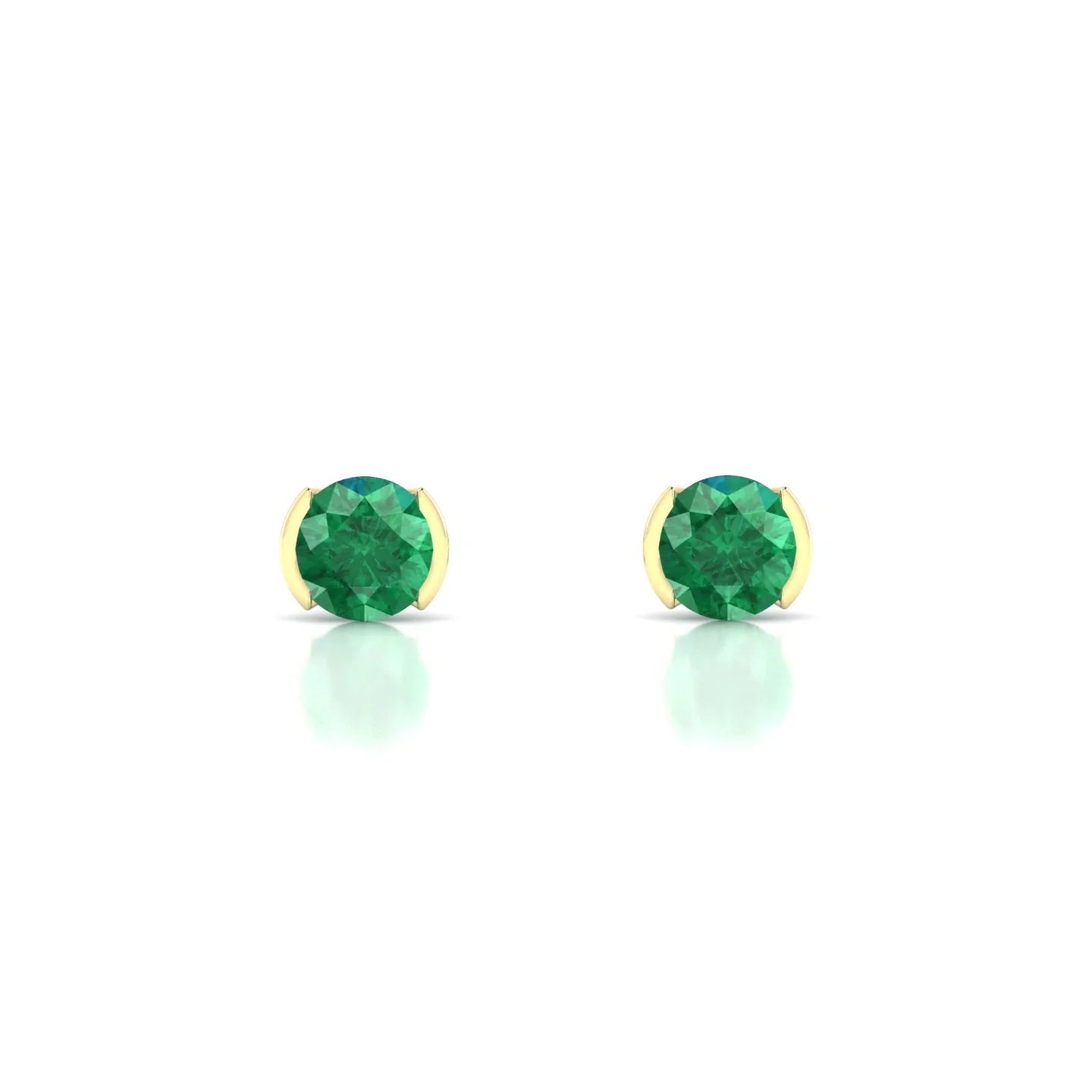 Suspense | 18k Yellow Gold 4.5 mm Round Emerald Earrings