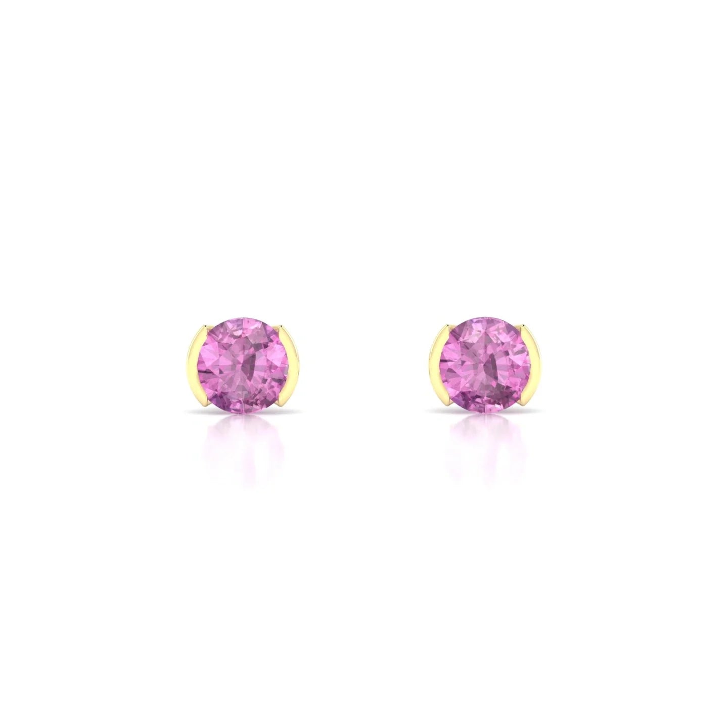 Suspense | 18k Yellow Gold 4.5 mm Round Pink Sapphire Earrings