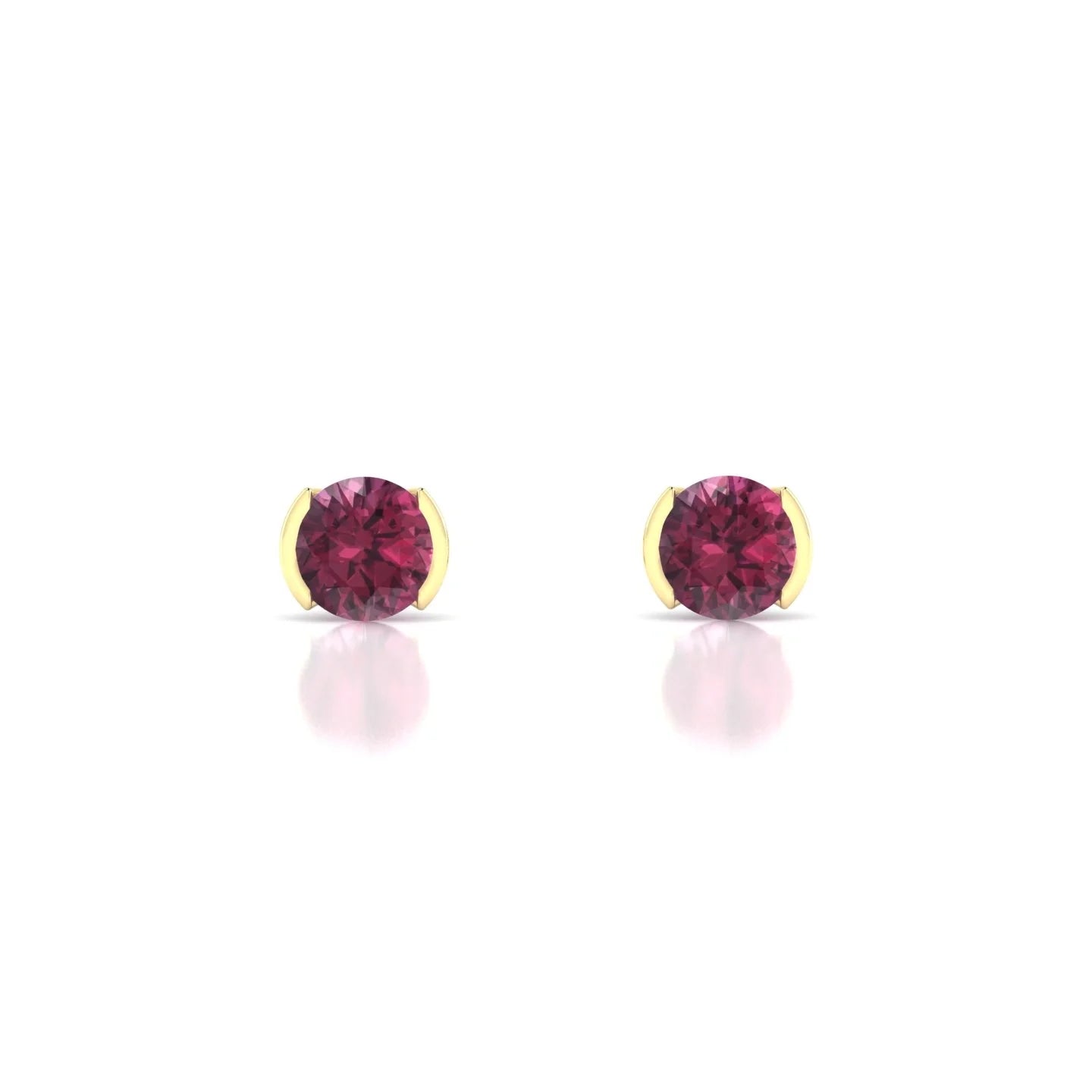 Suspense | 18k Yellow Gold 4.5 mm Round Rhodolite Earrings