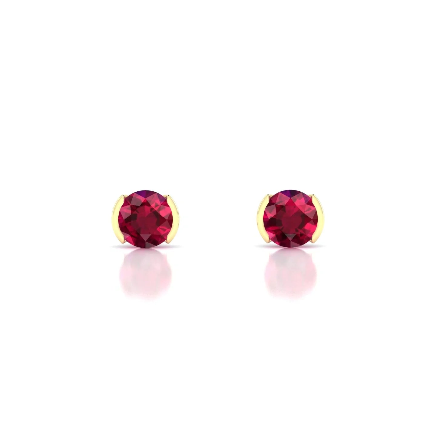 Suspense | 18k Yellow Gold 4.5 mm Round Ruby Earrings