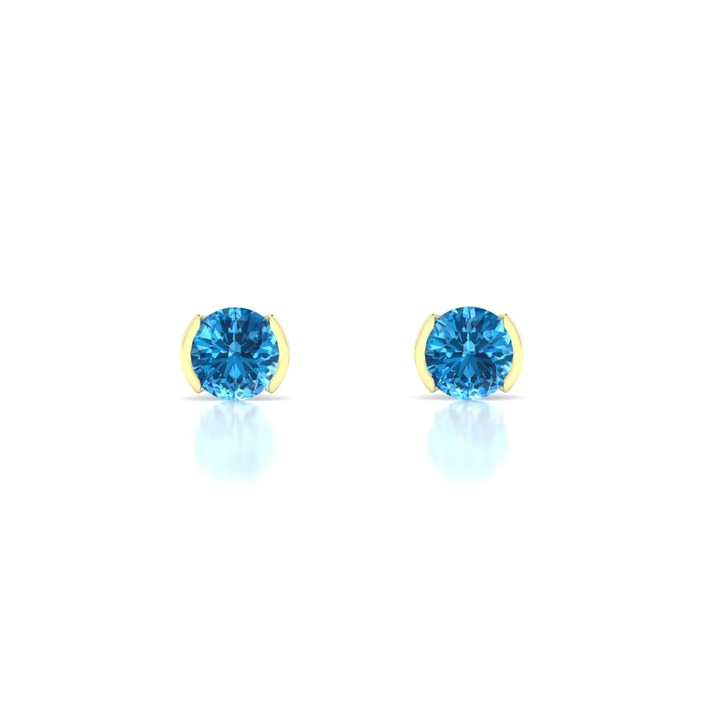 Suspense | 18k Yellow Gold 4.5 mm Round Topaz Earrings