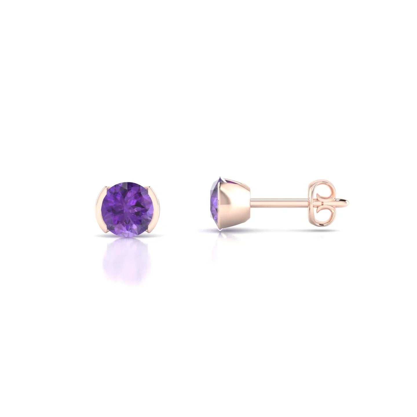 Suspense | 18k Rose Gold 4.5 mm Round Amethyst Earrings