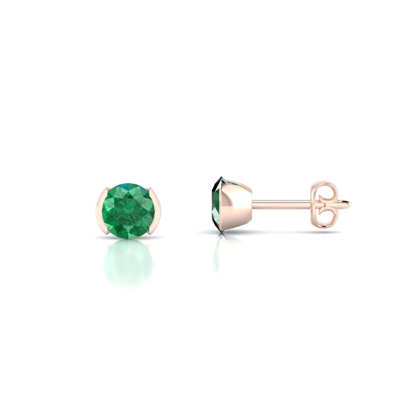 Suspense | 18k Rose Gold 4.5 mm Round Emerald Earrings