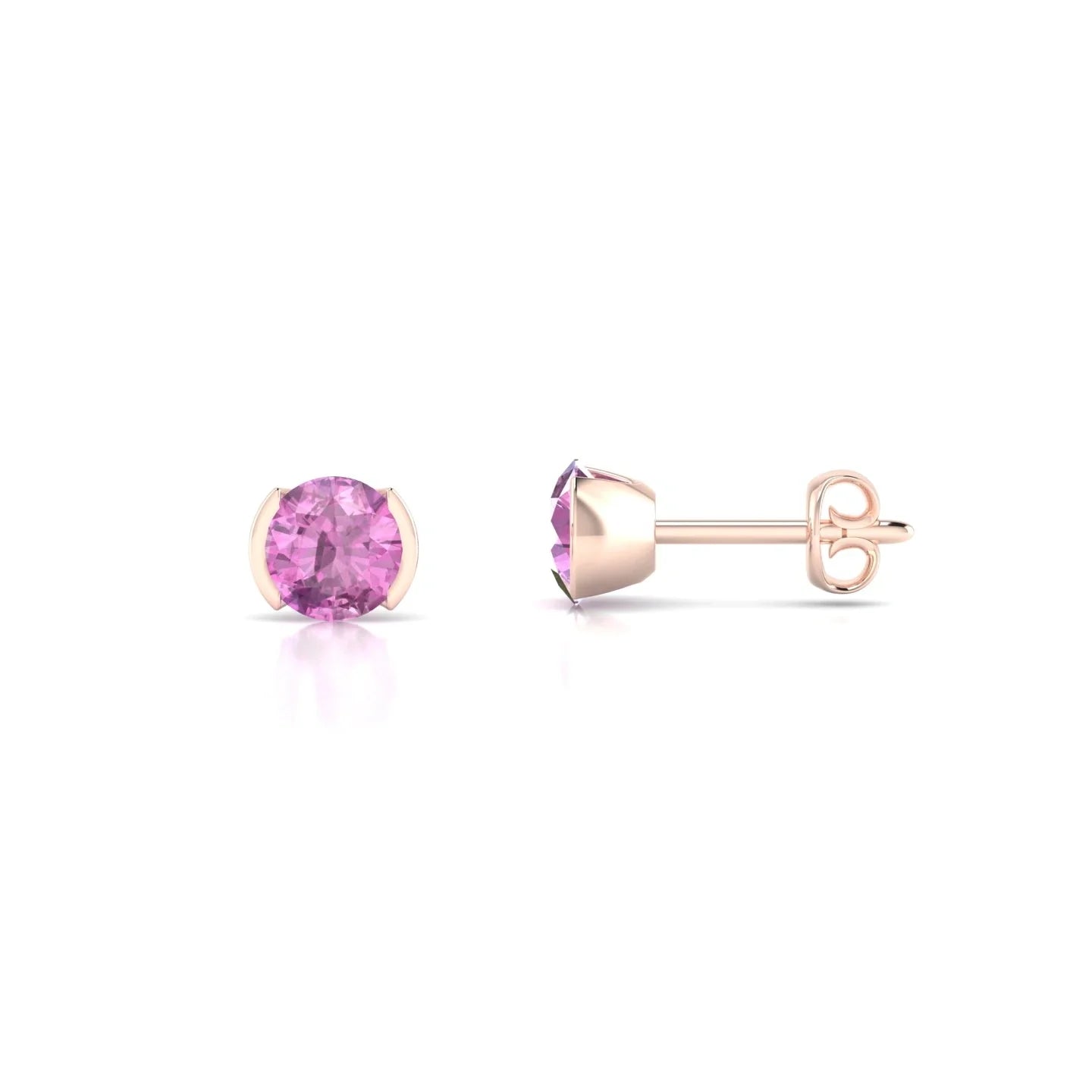 Suspense | 18k Rose Gold 4.5 mm Round Pink Sapphire Earrings