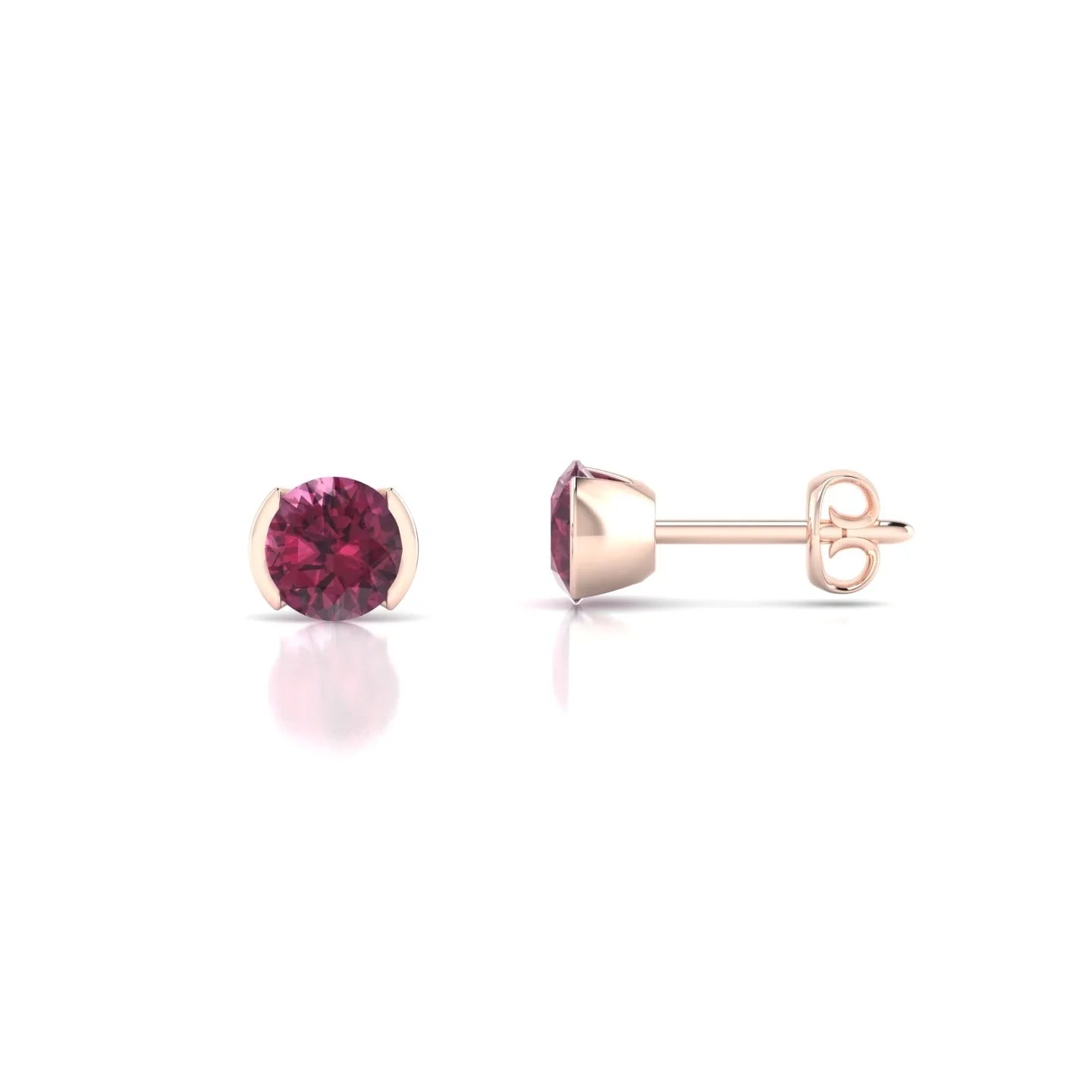 Suspense | 18k Rose Gold 4.5 mm Round Rhodolite Earrings