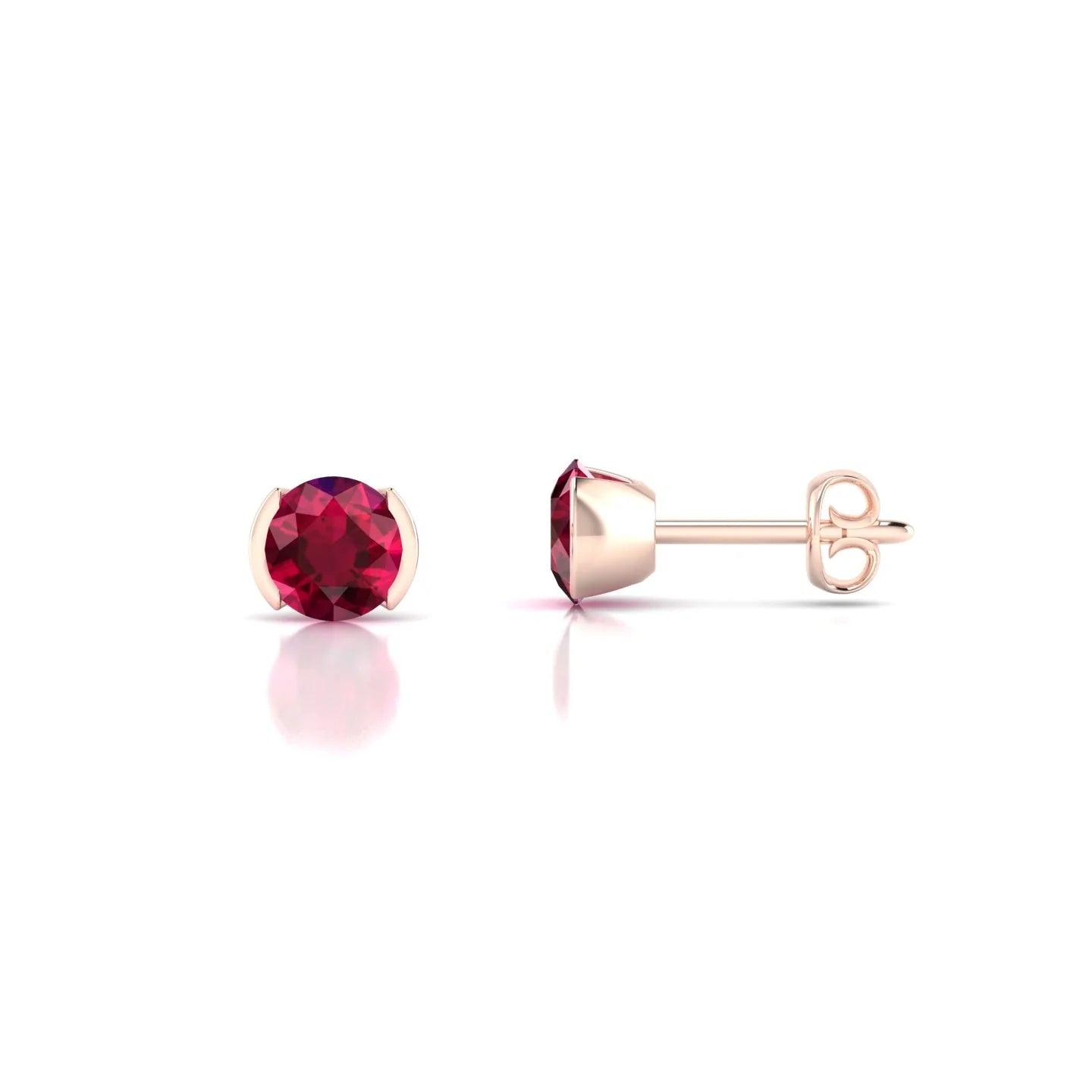Suspense | 18k Rose Gold 4.5 mm Round Ruby Earrings