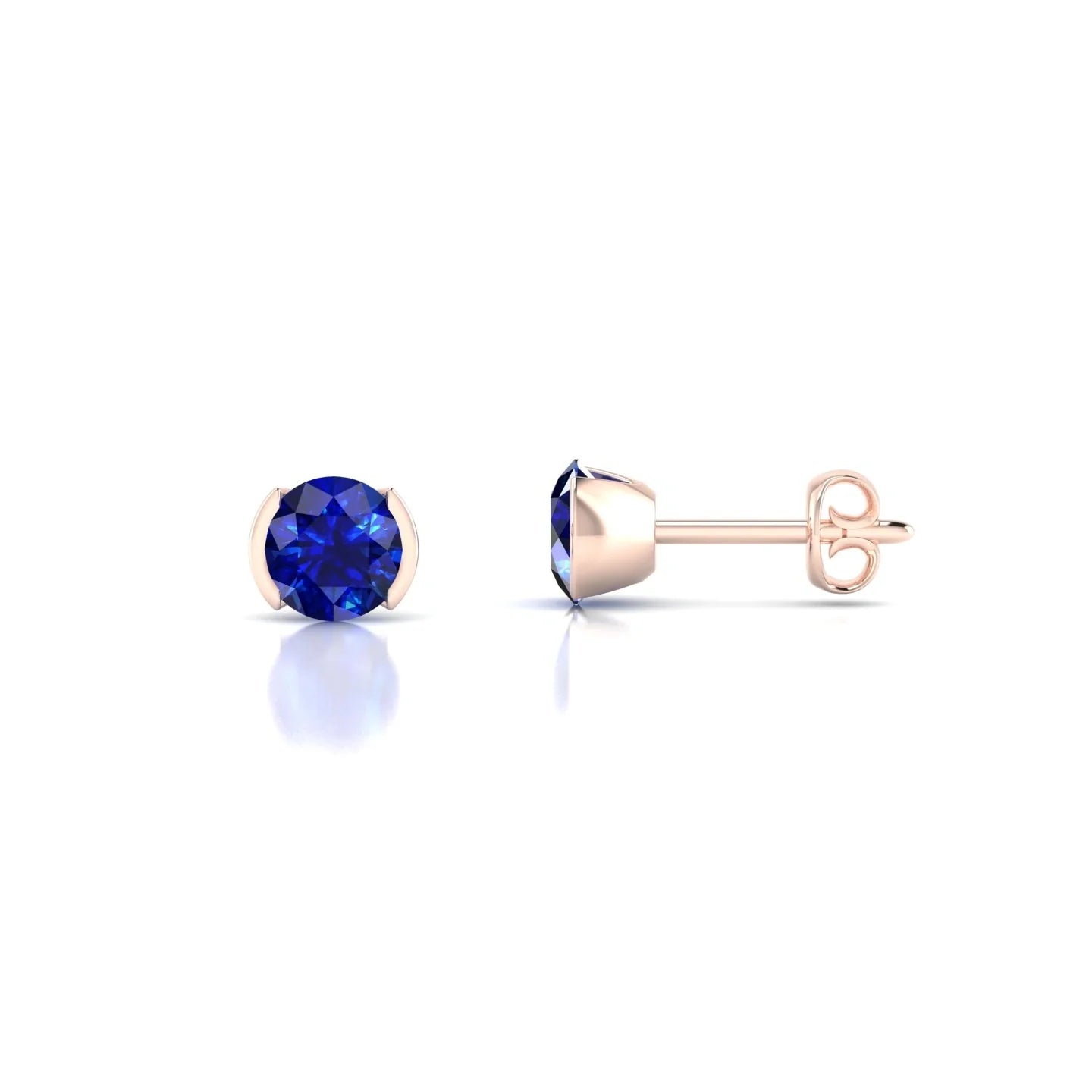 Suspense | 18k Rose Gold 4.5 mm Round Sapphire Earrings