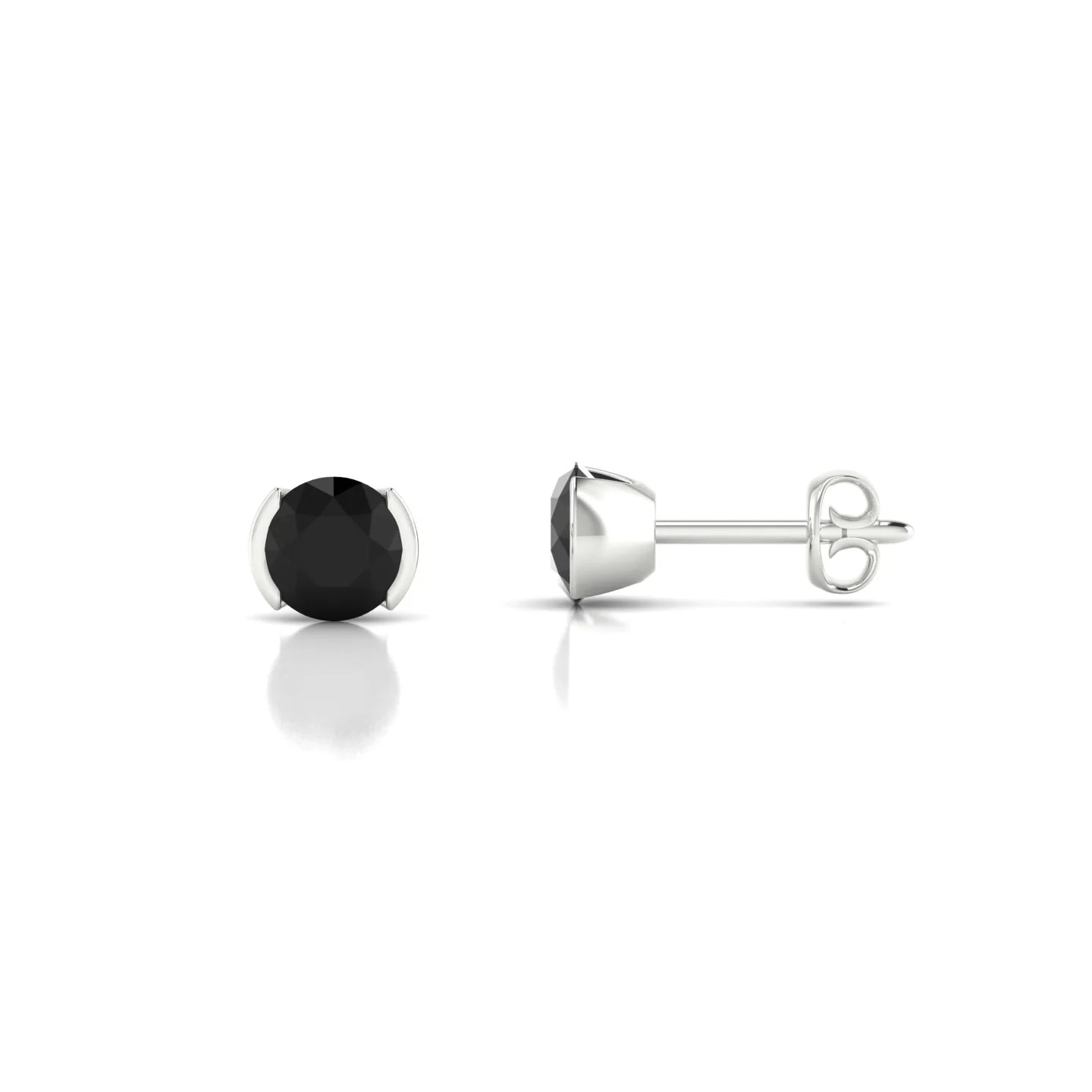 Suspense | 18k White Gold 4.5 mm Round Black Diamond Earrings