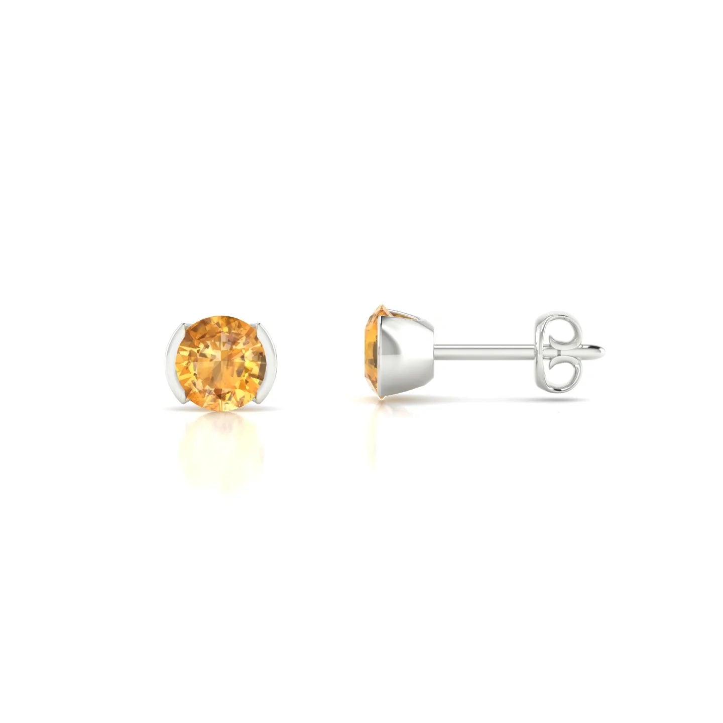 Suspense | 18k White Gold 4.5 mm Round Citrine Earrings
