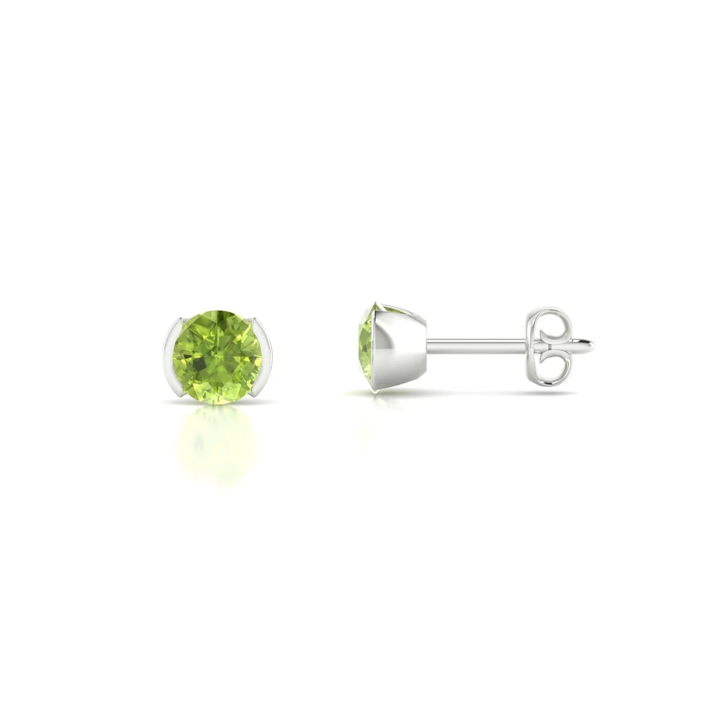 Suspense | 18k White Gold 4.5 mm Round Peridot Earrings
