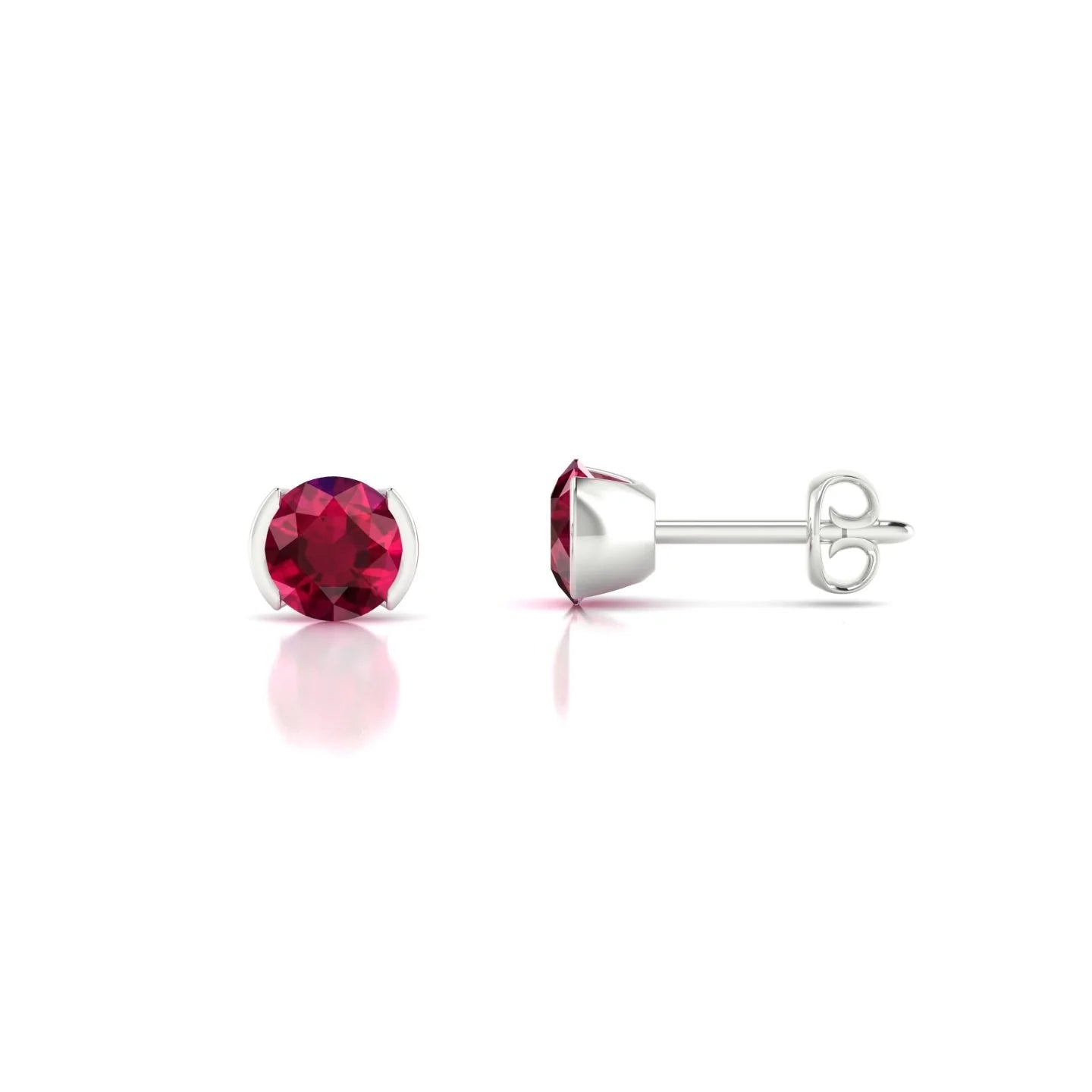 Suspense | 18k White Gold 4.5 mm Round Ruby Earrings