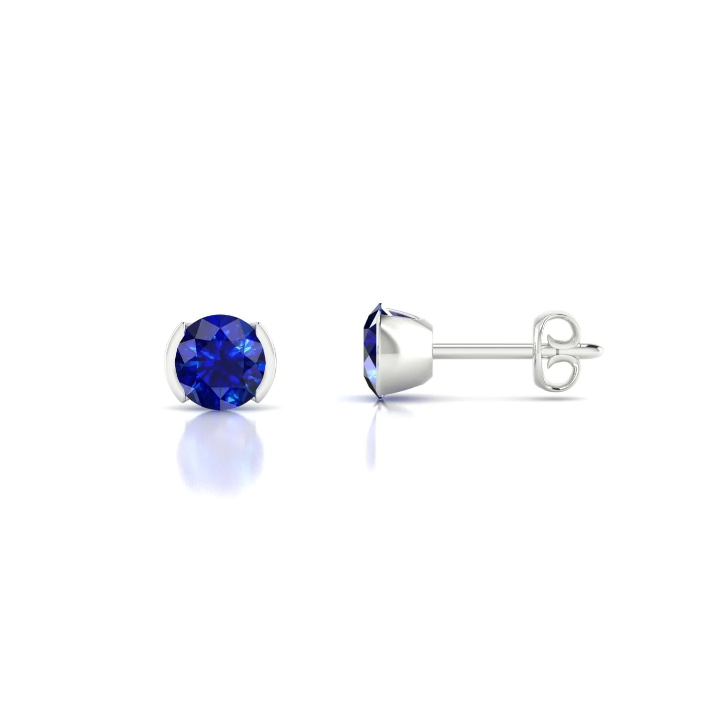 Suspense | 18k White Gold 4.5 mm Round Sapphire Earrings