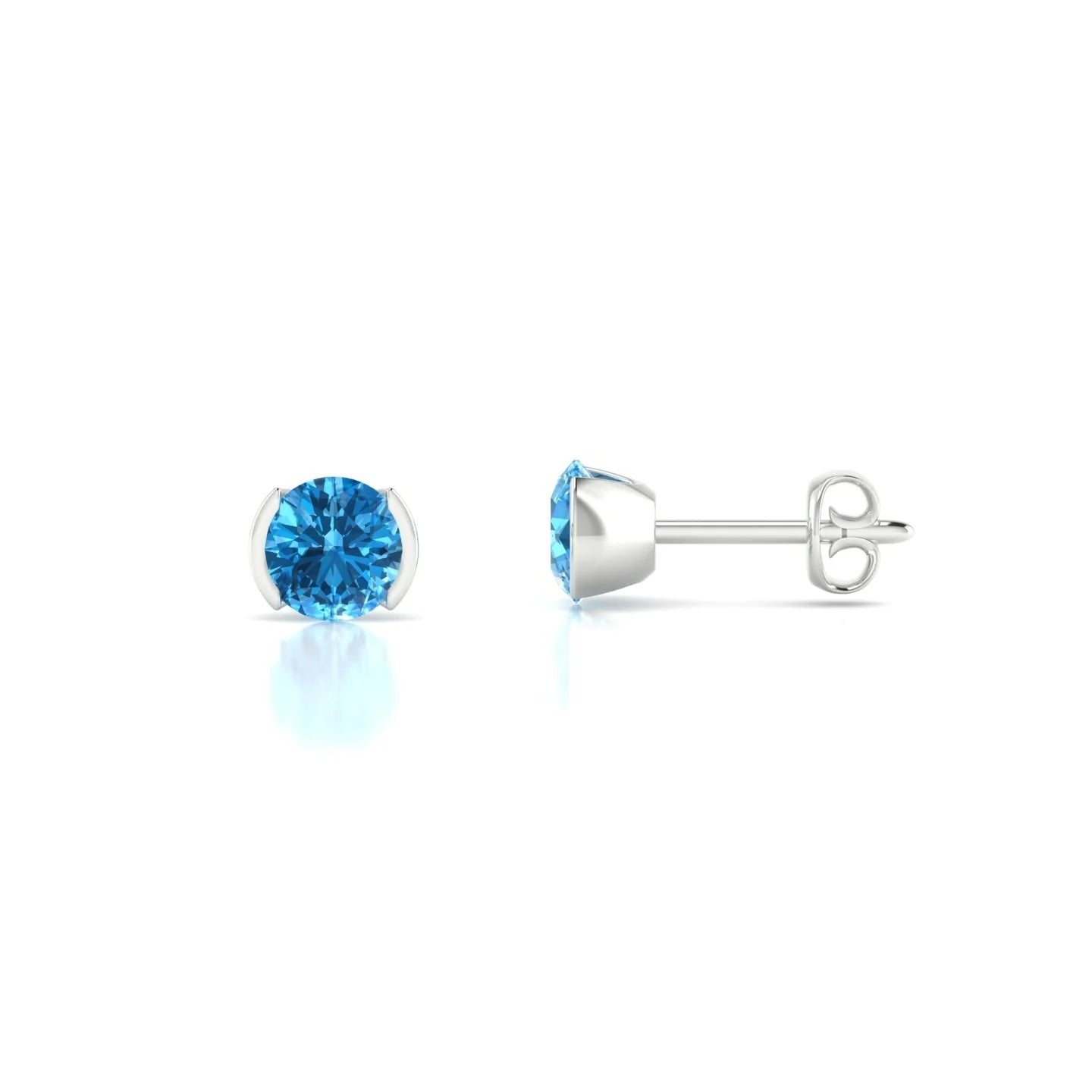 Suspense | 18k White Gold 4.5 mm Round Topaz Earrings