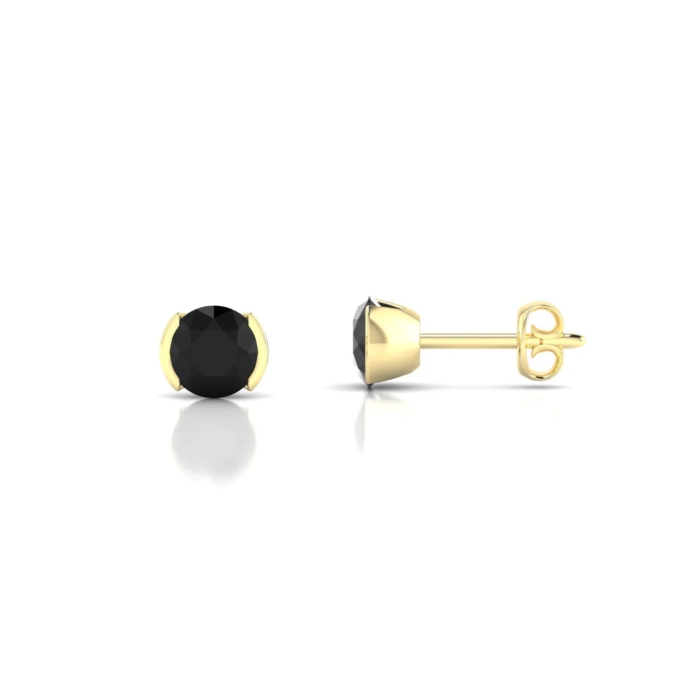 Suspense | 18k Yellow Gold 4.5 mm Round Black Diamond Earrings