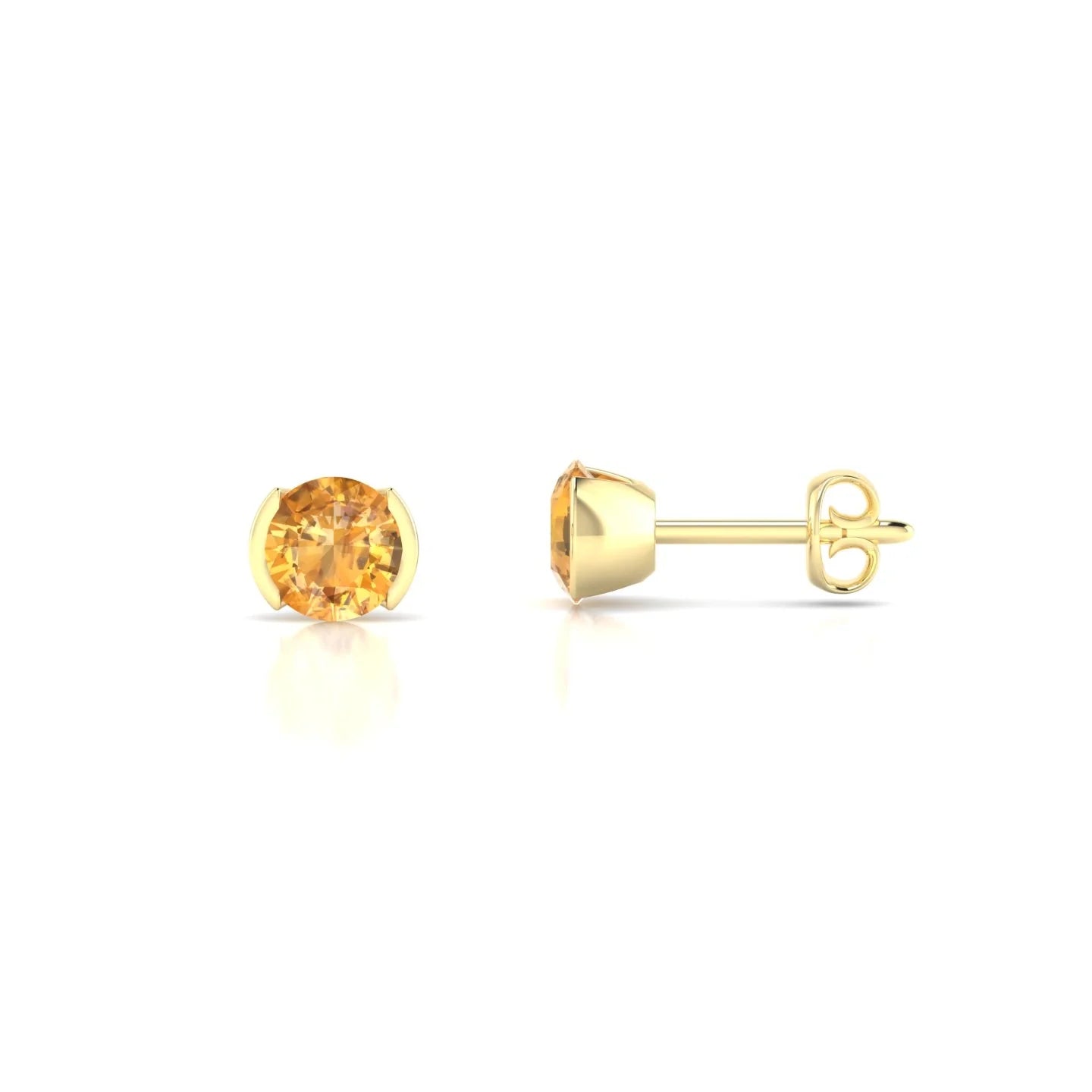 Suspense | 18k Yellow Gold 4.5 mm Round Citrine Earrings