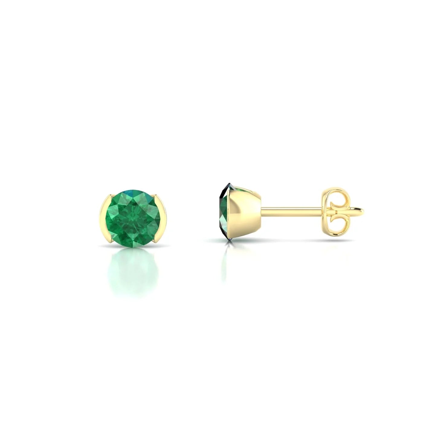 Suspense | 18k Yellow Gold 4.5 mm Round Emerald Earrings