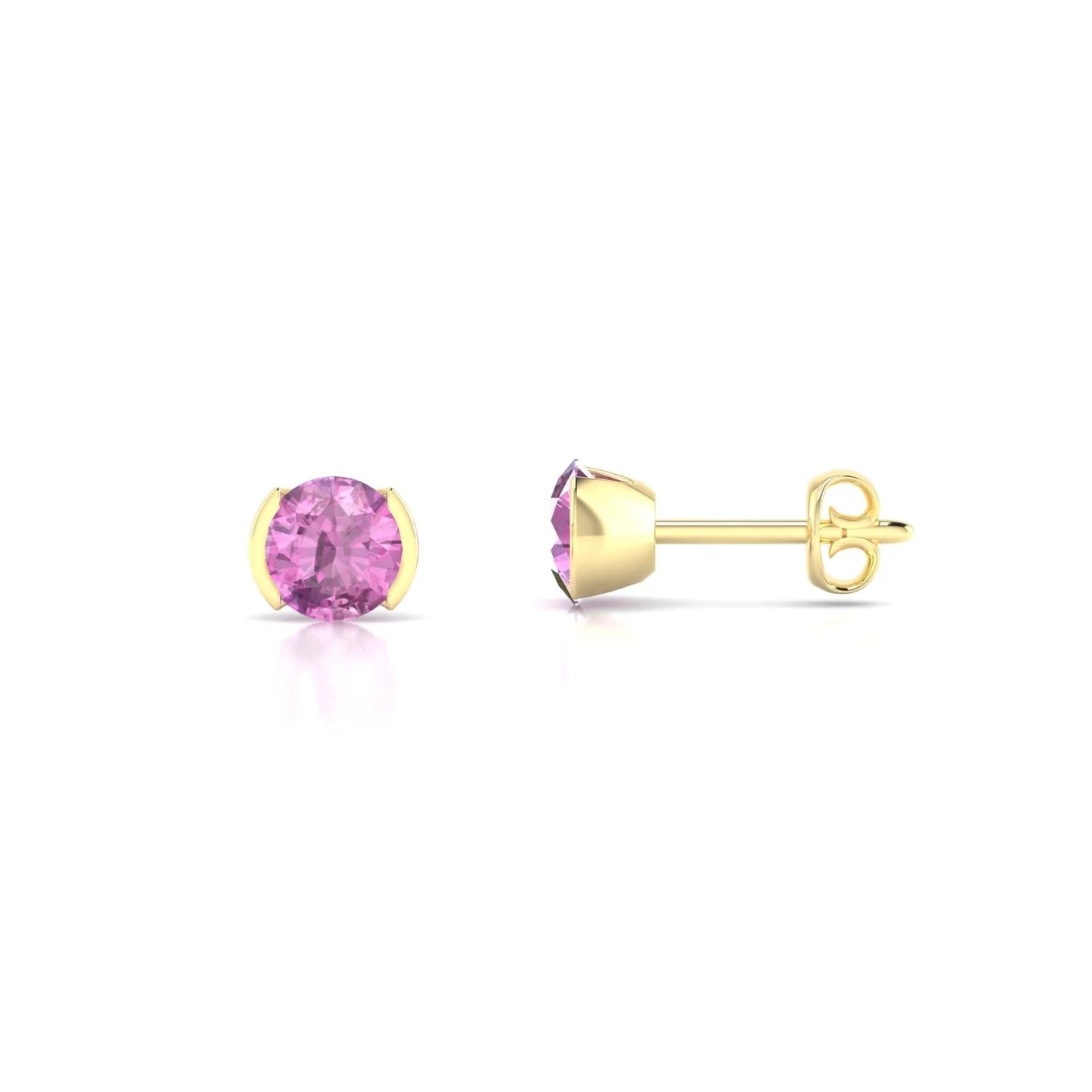 Suspense | 18k Yellow Gold 4.5 mm Round Pink Sapphire Earrings