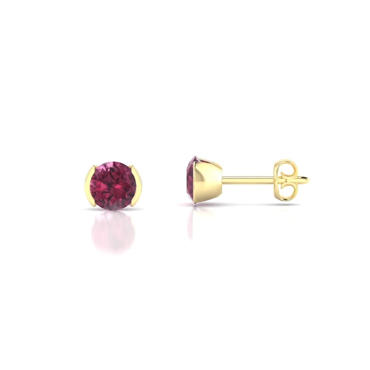 Suspense | 18k Yellow Gold 4.5 mm Round Rhodolite Earrings