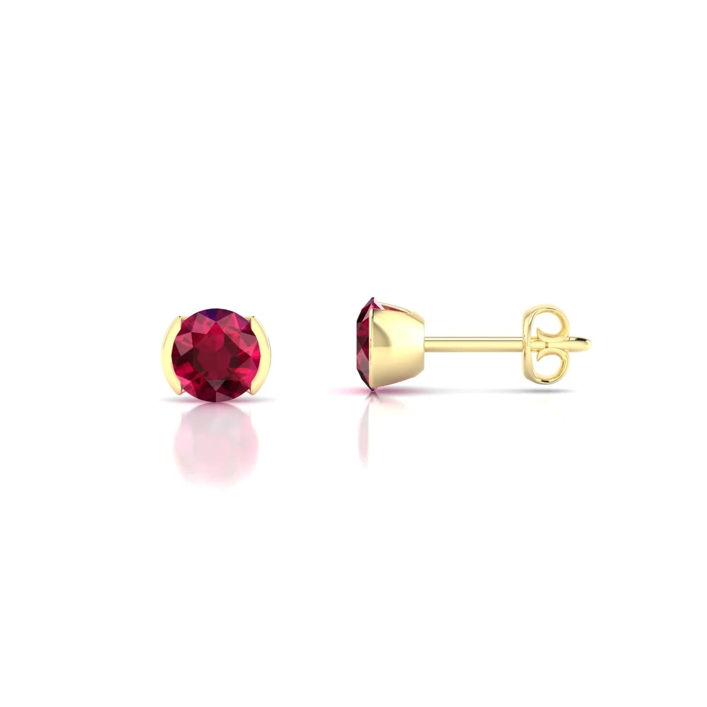 Suspense | 18k Yellow Gold 4.5 mm Round Ruby Earrings