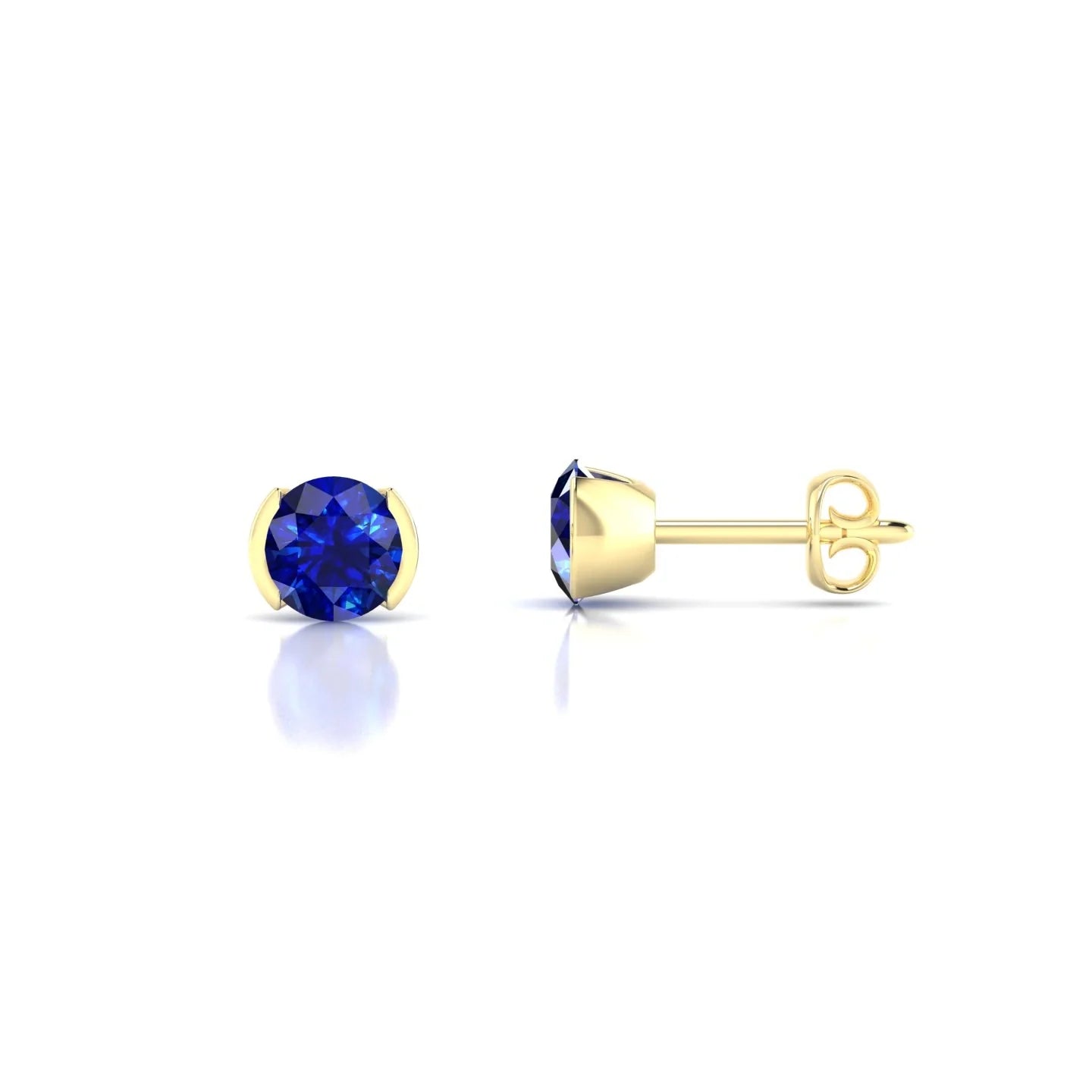 Suspense | 18k Yellow Gold 4.5 mm Round Sapphire Earrings