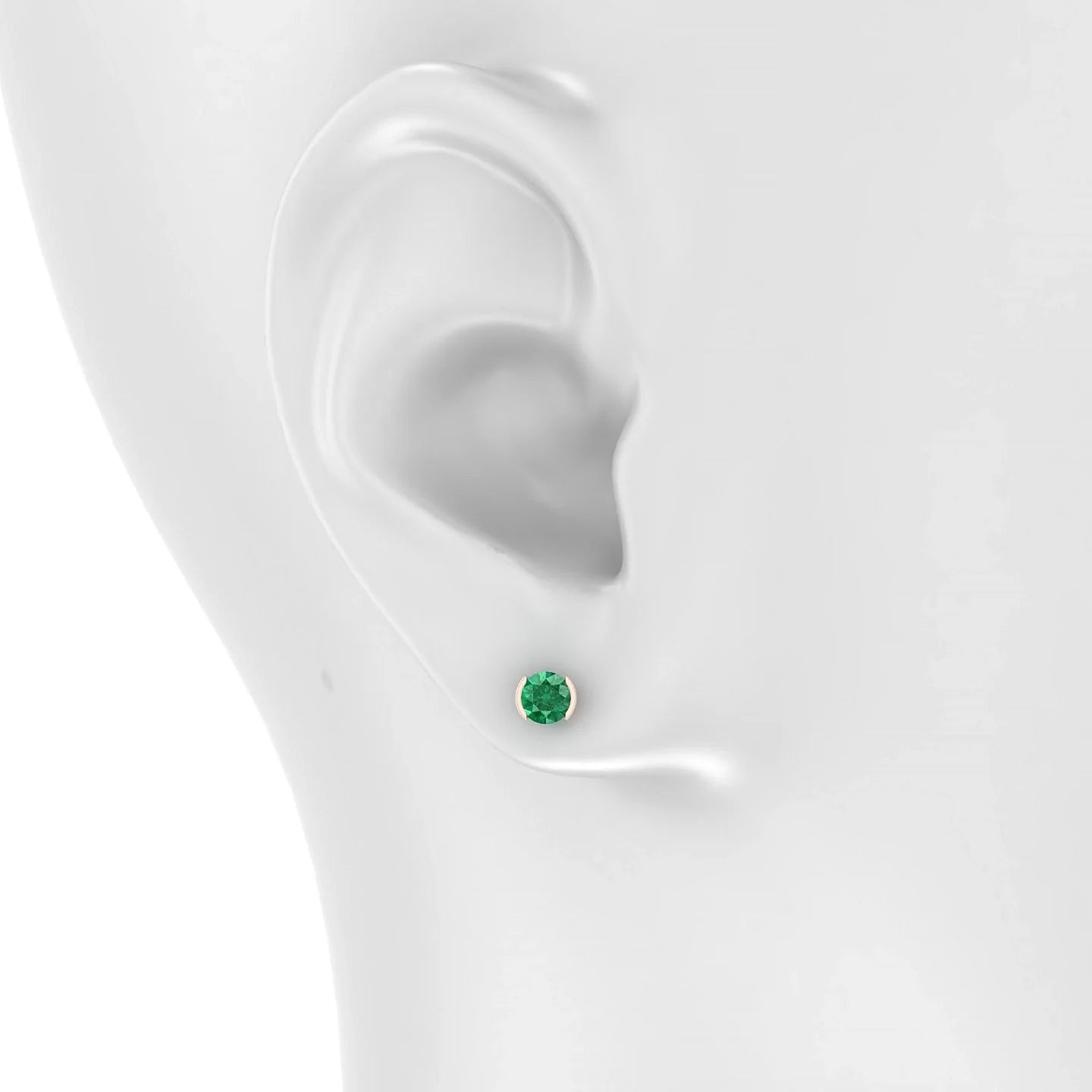 Suspense | 18k Rose Gold 4.5 mm Round Emerald Earrings