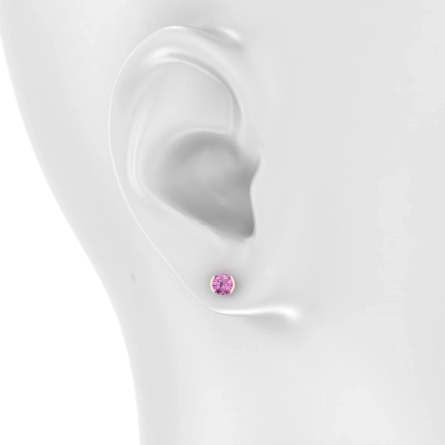 Suspense | 18k Rose Gold 4.5 mm Round Pink Sapphire Earrings