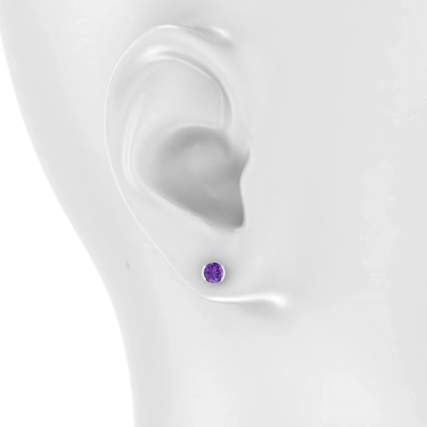 Suspense | 18k White Gold 4.5 mm Round Amethyst Earrings